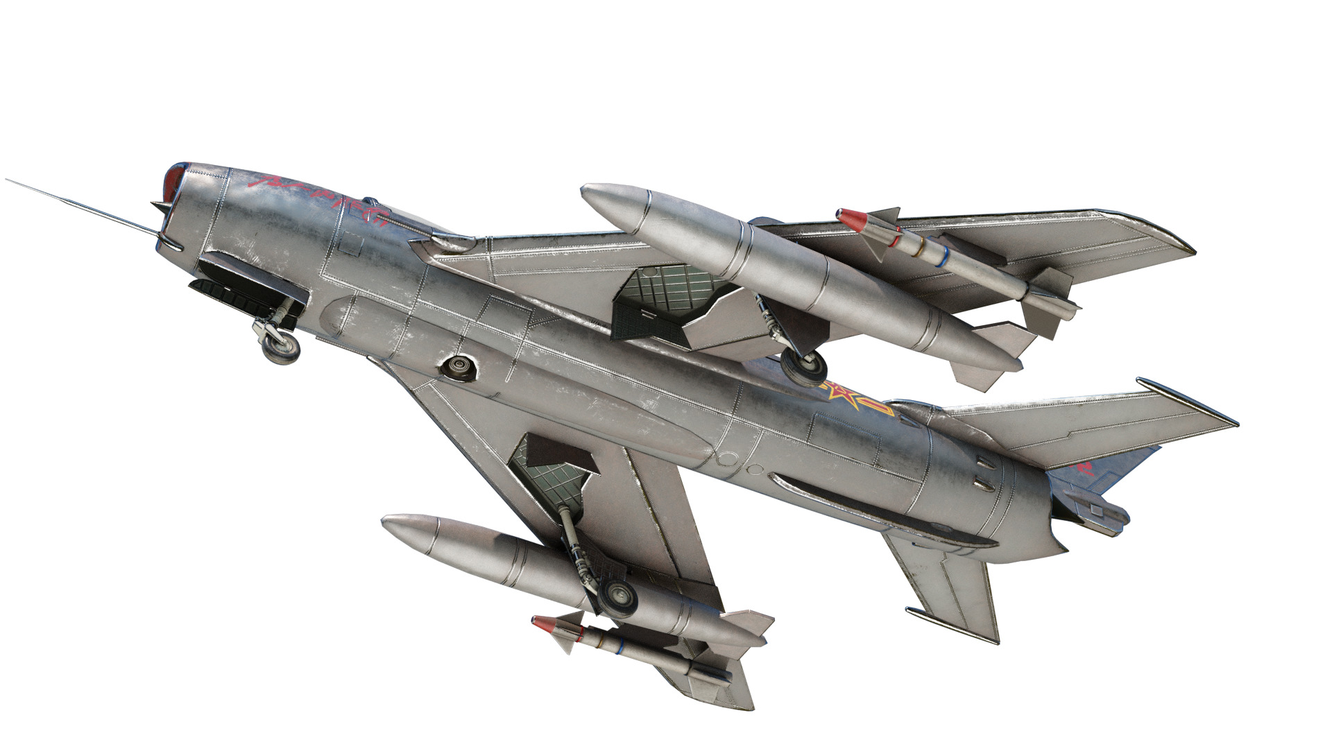 PBR PLAAF J6 J-6 Fighter Mig19 Farmer Low-poly 3D model_5