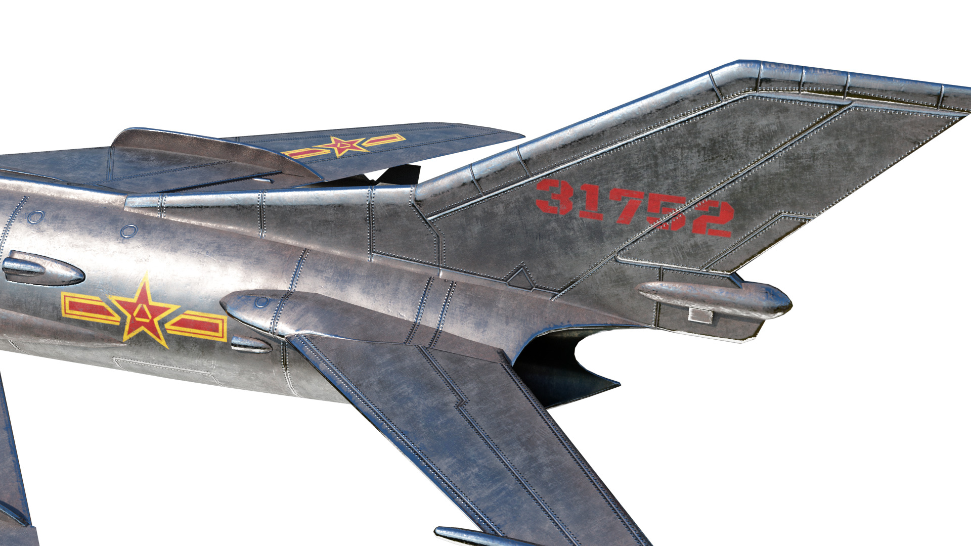 PBR PLAAF J6 J-6 Fighter Mig19 Farmer Low-poly 3D model_8