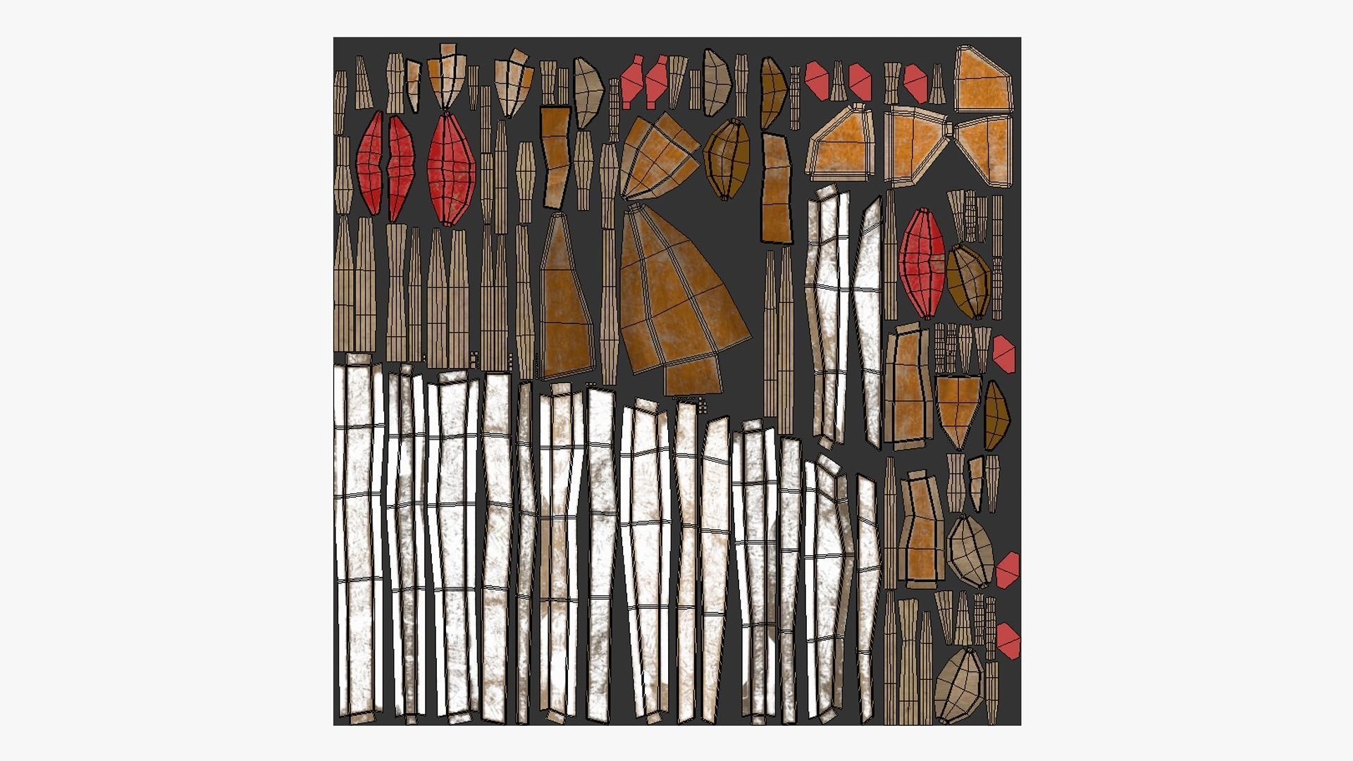 Tribal Mask A02 White Orange - Headband Character Design Low-poly 3D model_5