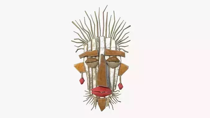 Tribal Mask A02 White Orange - Headband Character Design Low-poly 3D model