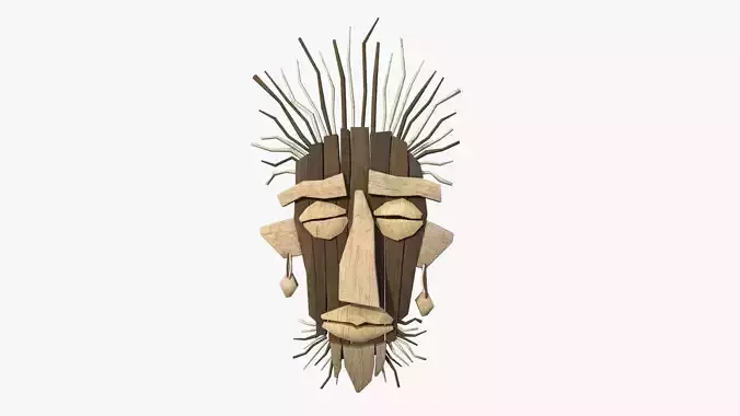Tribal Mask A03 Pure Wood - Headband Character Design Low-poly 3D model