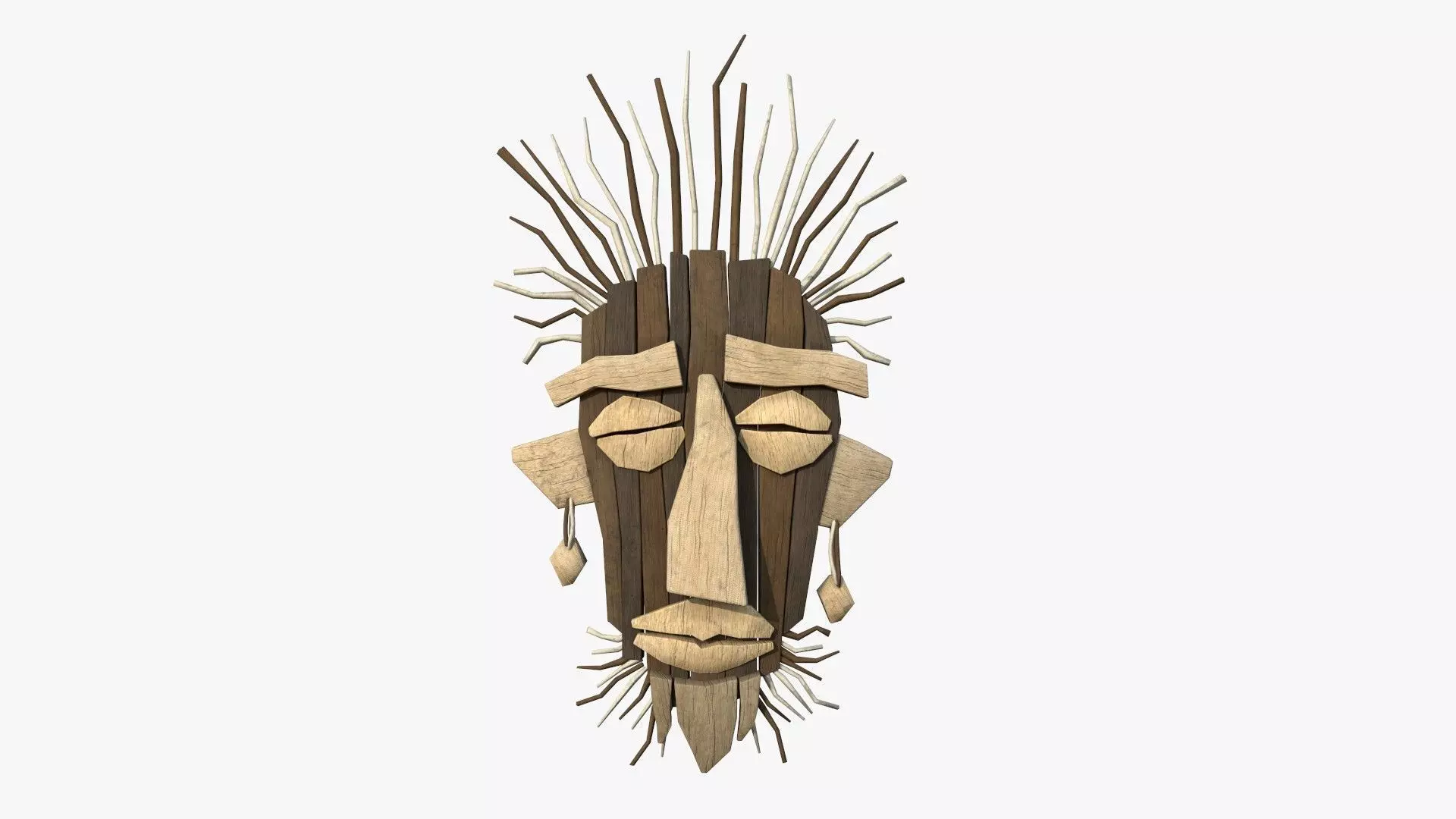 Tribal Mask A03 Pure Wood - Headband Character Design Low-poly 3D model_0