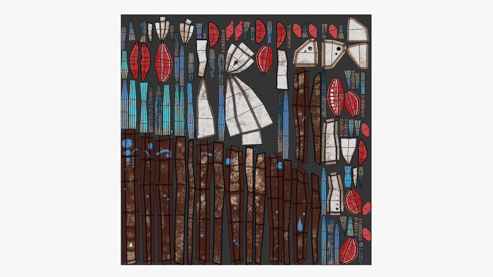 Tribal Mask A04 Wood Blue - Headband Character Design Low-poly 3D model_5