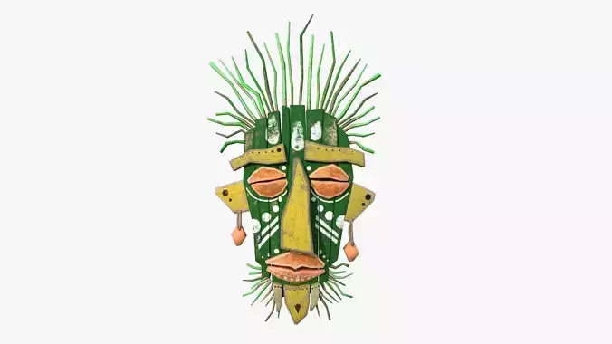 Tribal Mask A05 Green Yellow - Headband Character Design Low-poly 3D model