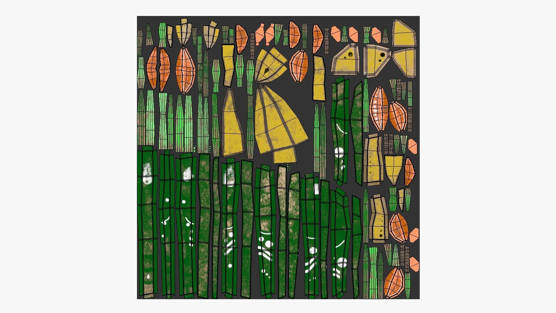 Tribal Mask A05 Green Yellow - Headband Character Design Low-poly 3D model_5