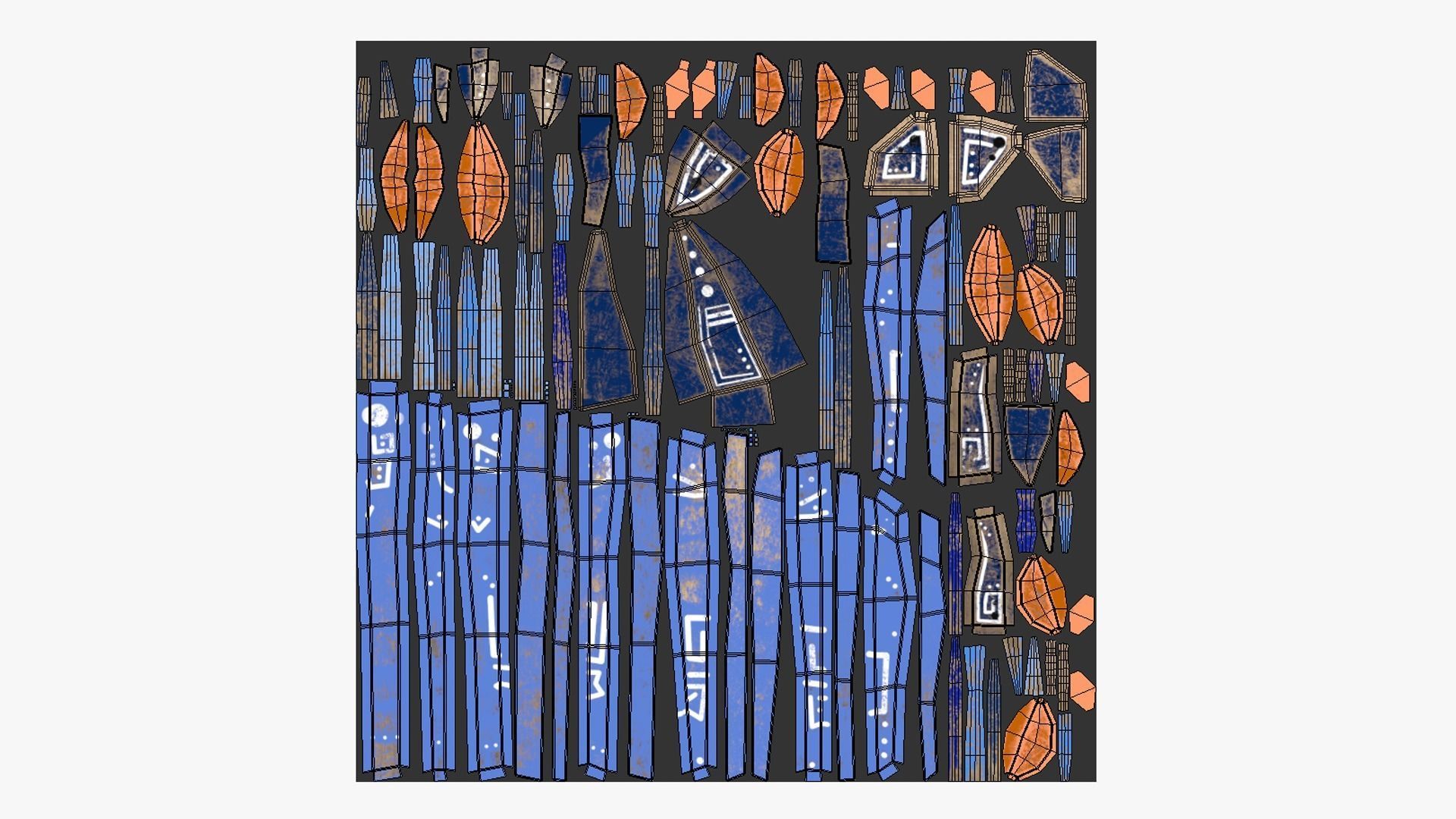 Tribal Mask A06 Blue - Headband Character Design Low-poly 3D model_5