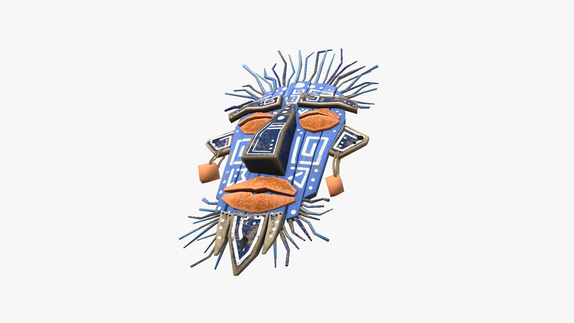 Tribal Mask A06 Blue - Headband Character Design Low-poly 3D model_3