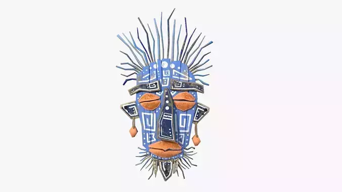 Tribal Mask A06 Blue - Headband Character Design Low-poly 3D model