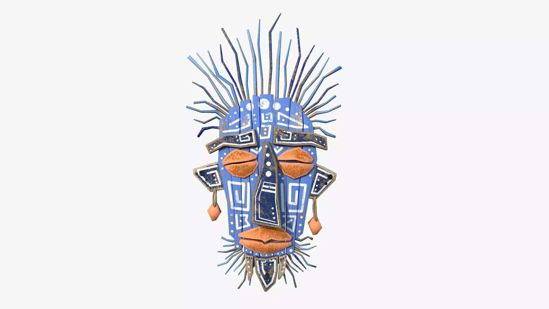 Tribal Mask A06 Blue - Headband Character Design Low-poly 3D model_0
