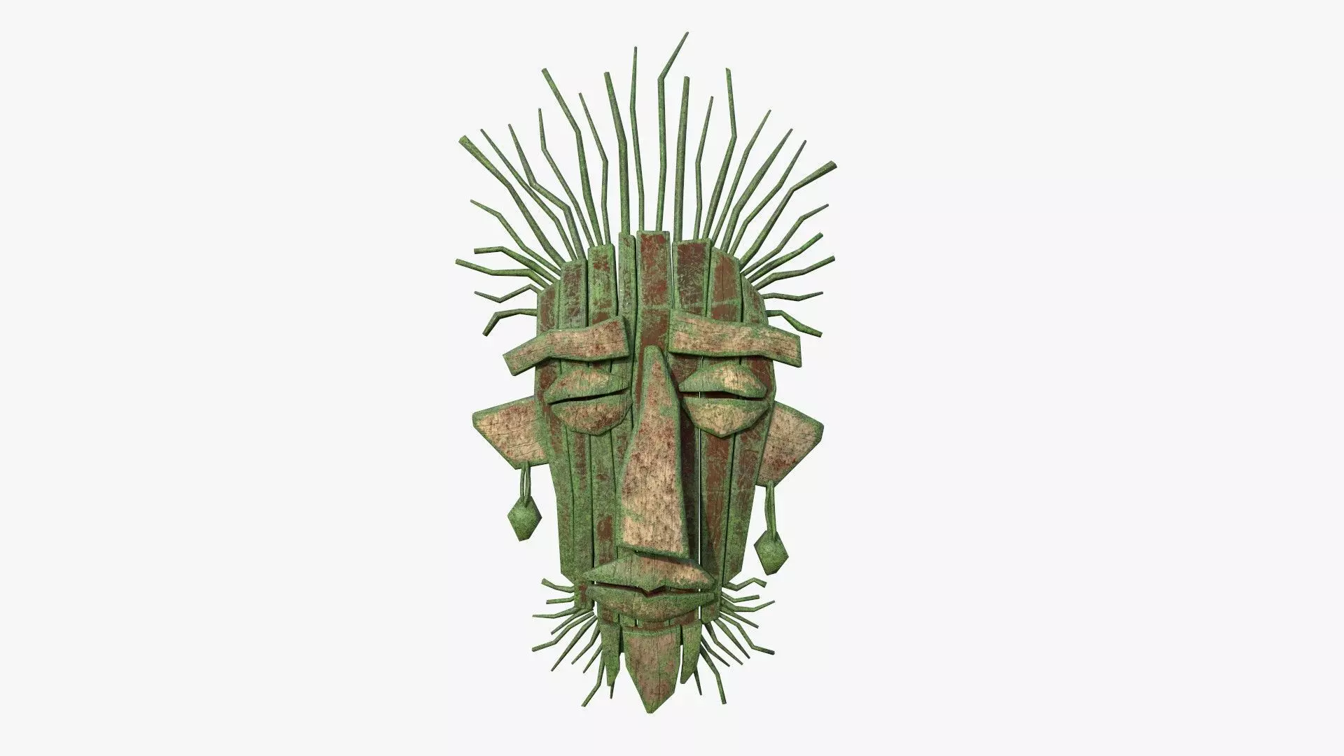Tribal Mask A07 Wood Mud - Headband Character Design Low-poly 3D model_0