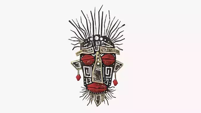 Tribal Mask A08 Black Red - Headband Character Design Low-poly 3D model