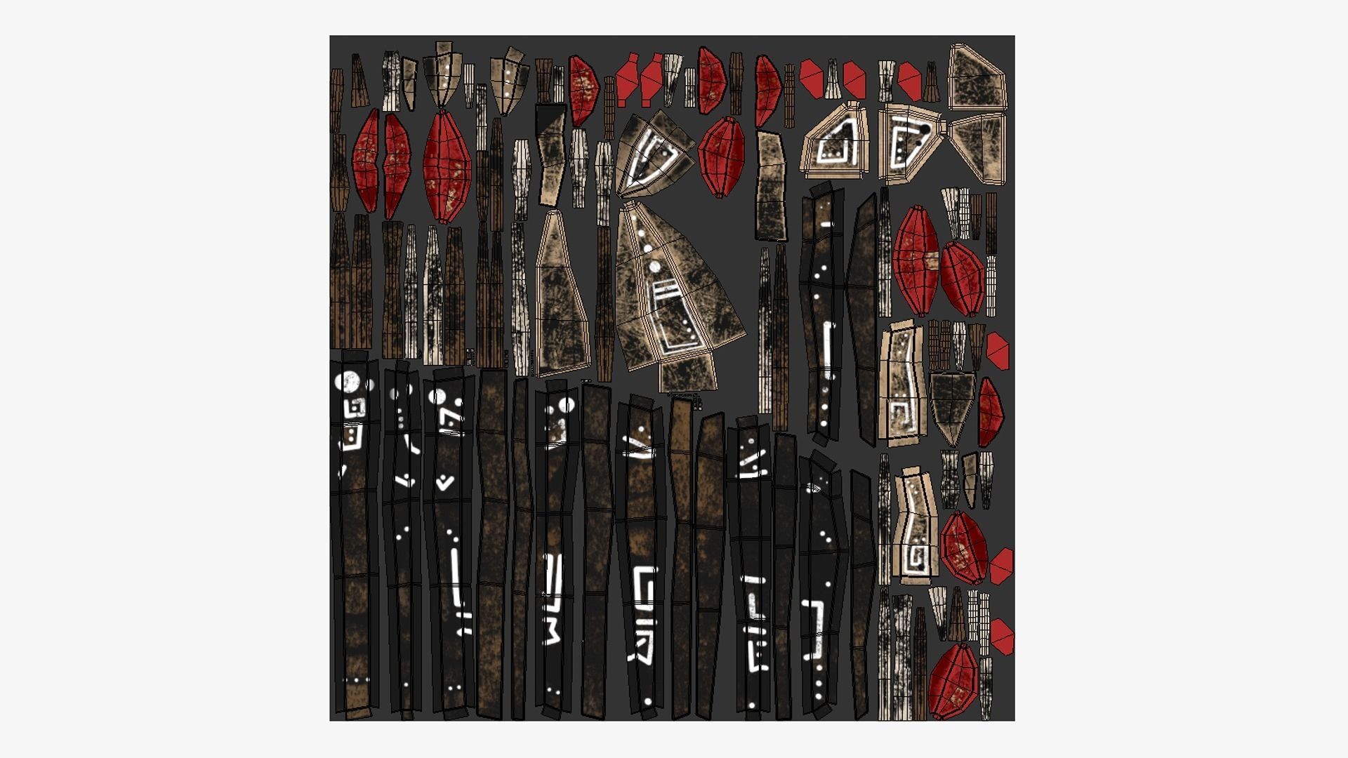 Tribal Mask A08 Black Red - Headband Character Design Low-poly 3D model_5