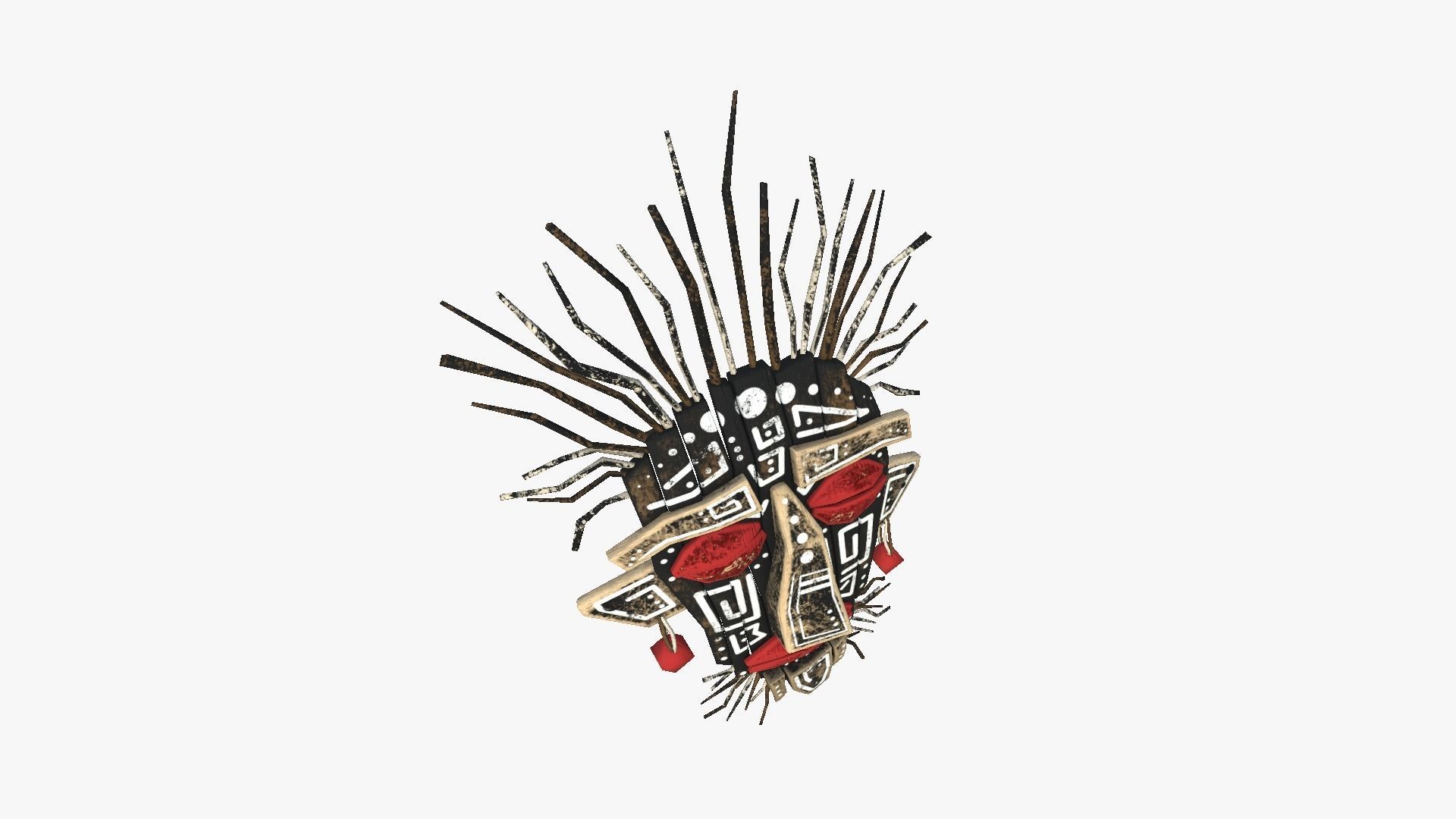 Tribal Mask A08 Black Red - Headband Character Design Low-poly 3D model_2