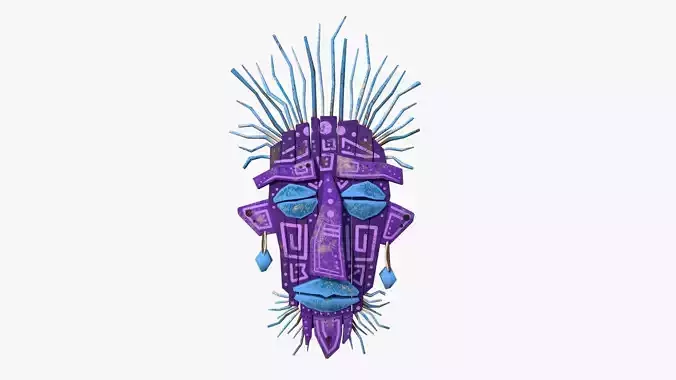 Tribal Mask A09 Purple Blue - Headband Character Design Low-poly 3D model