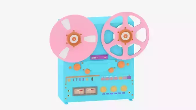 Cartoon Reel to Reel Tape Recorder Teac 32 2B 3D model