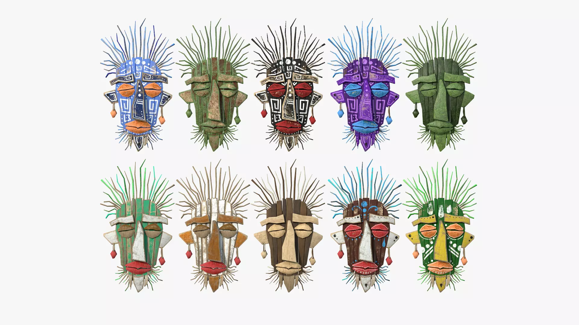 10 Tribal Masks A Collection - Headband Character Design _0
