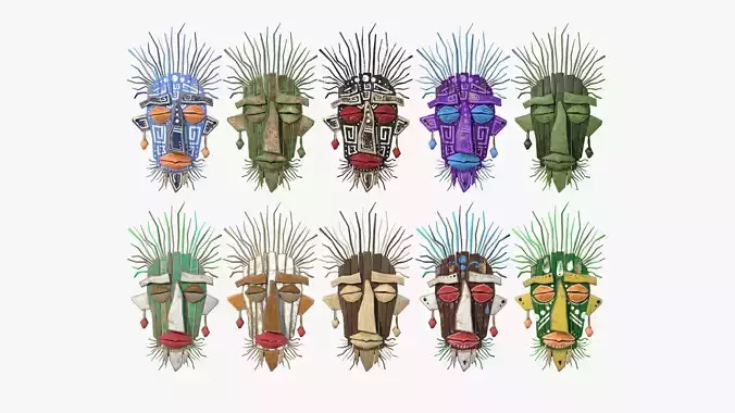 10 Tribal Masks A Collection - Headband Character Design 
