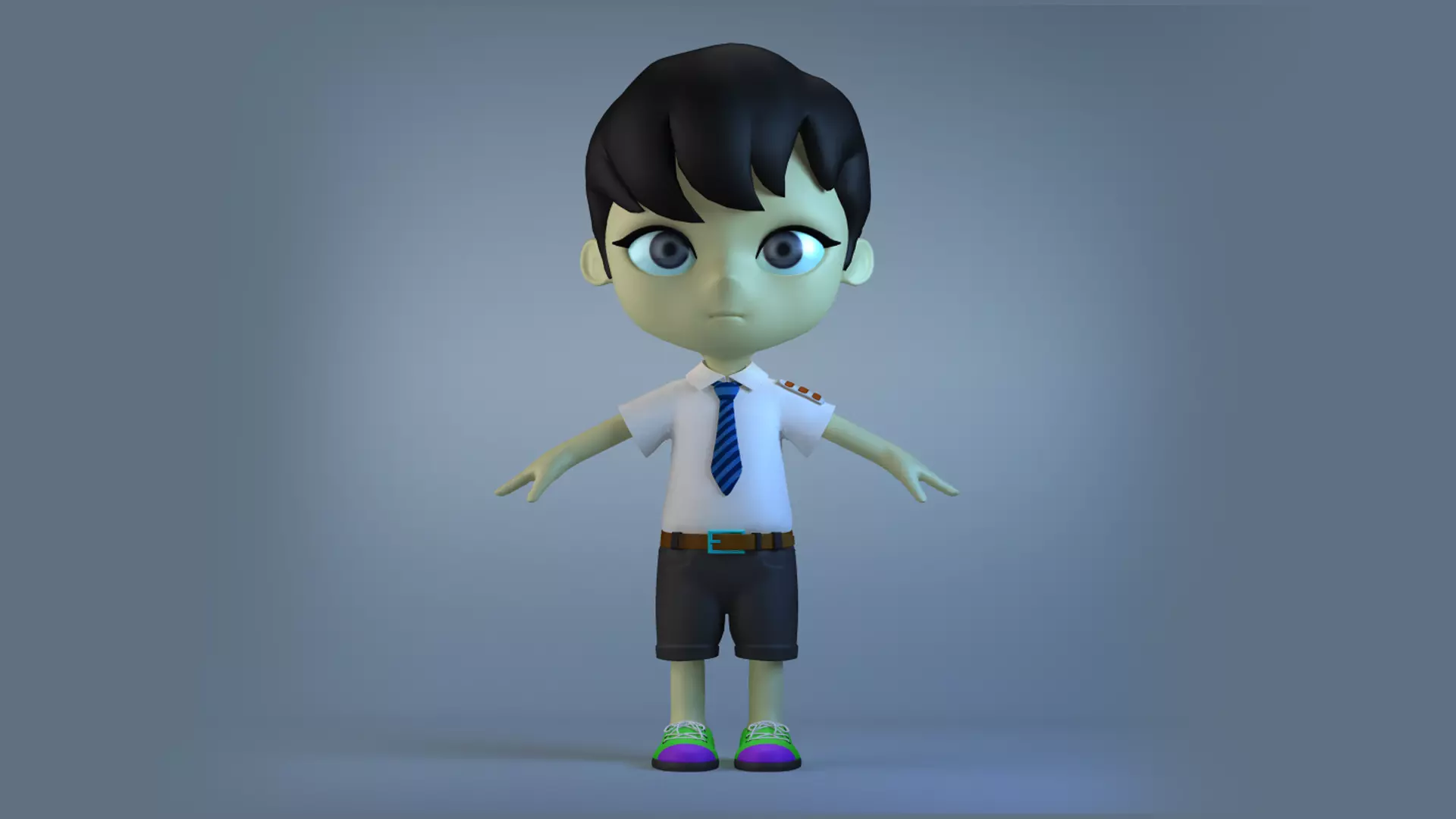 Animated characters schoolchildren little boys 3D model