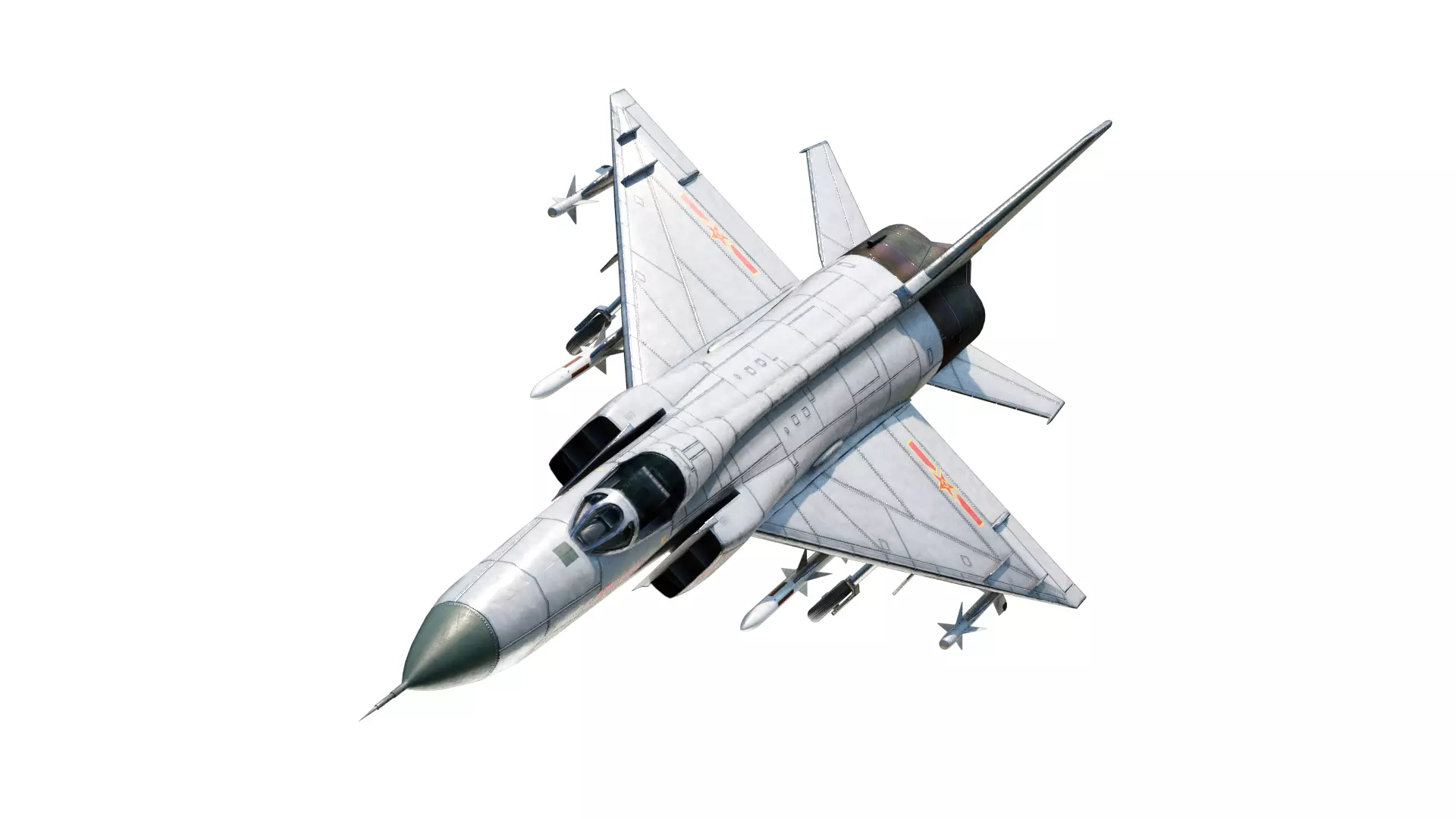 PBR PLAAF J-8II Fighter Shenyang J-8F Finback Low-poly 3D model_0
