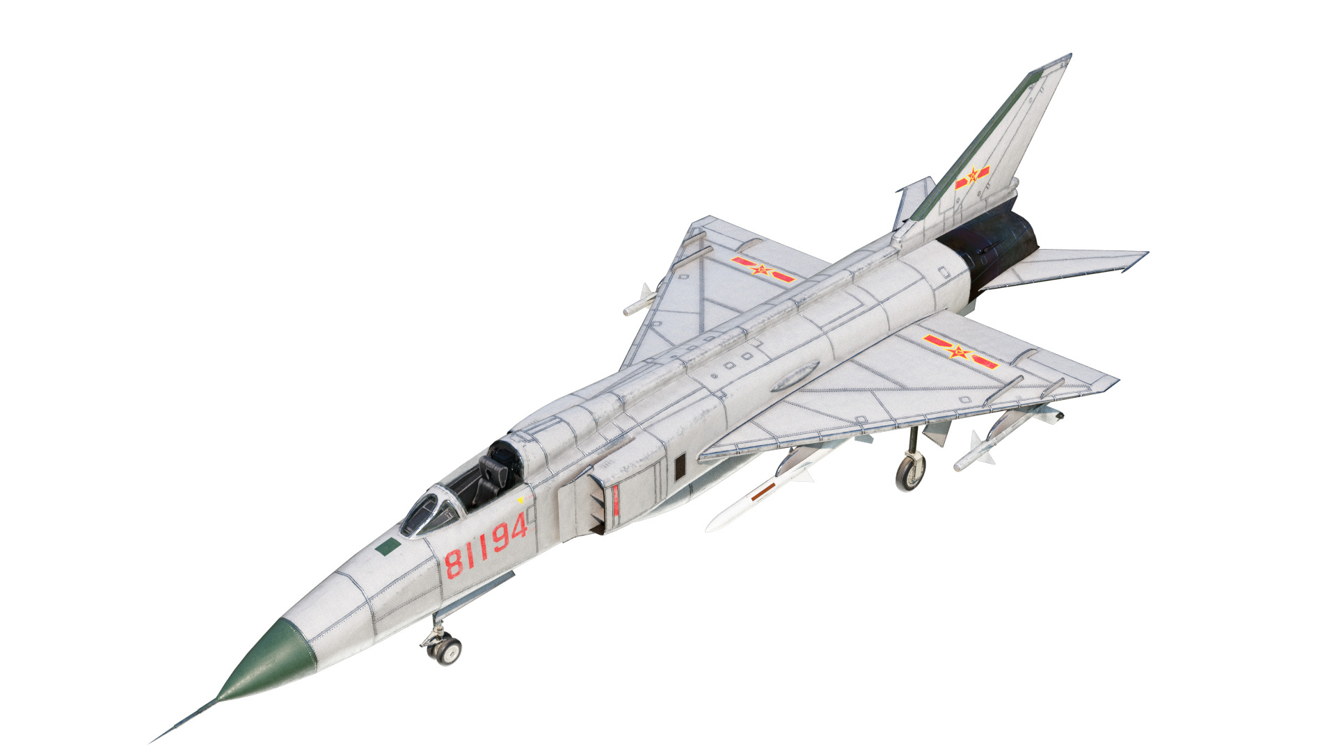 PBR PLAAF J-8II Fighter Shenyang J-8F Finback Low-poly 3D model_4