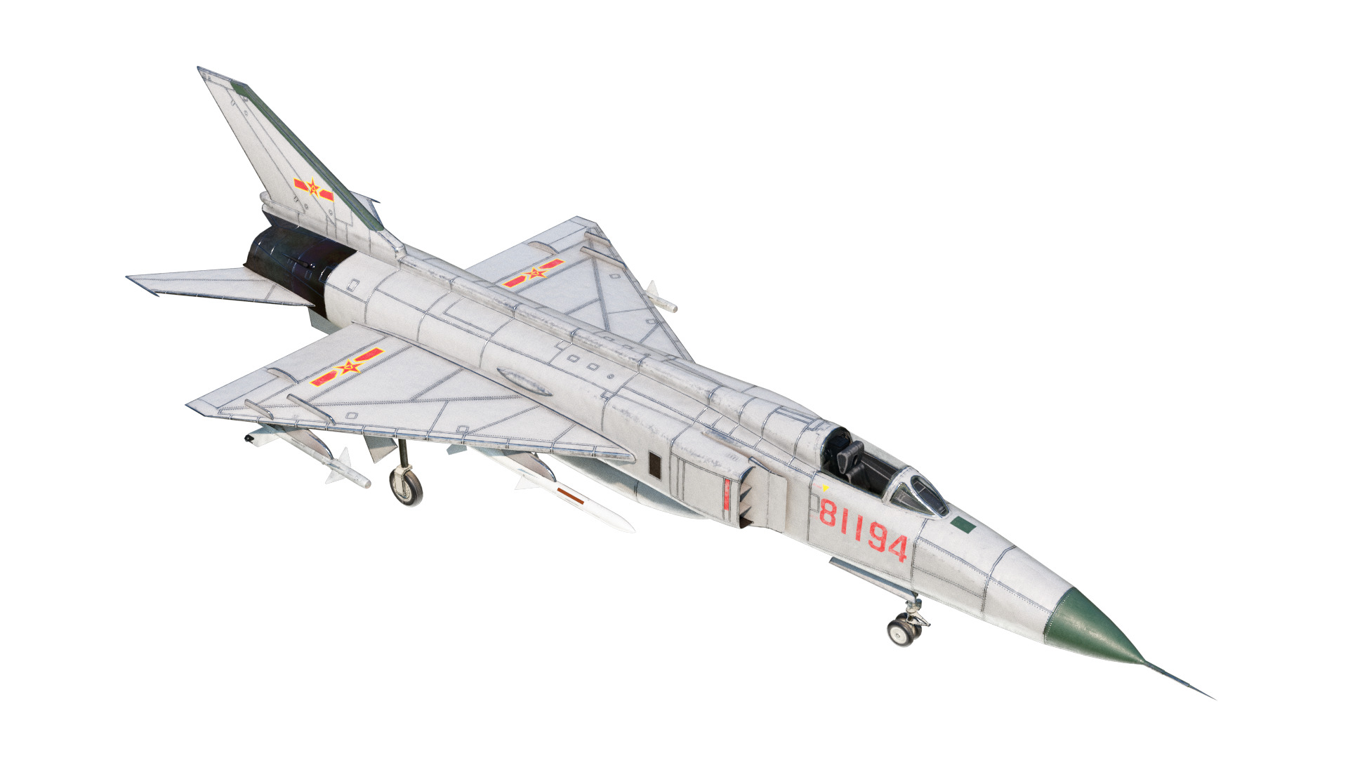 PBR PLAAF J-8II Fighter Shenyang J-8F Finback Low-poly 3D model_5