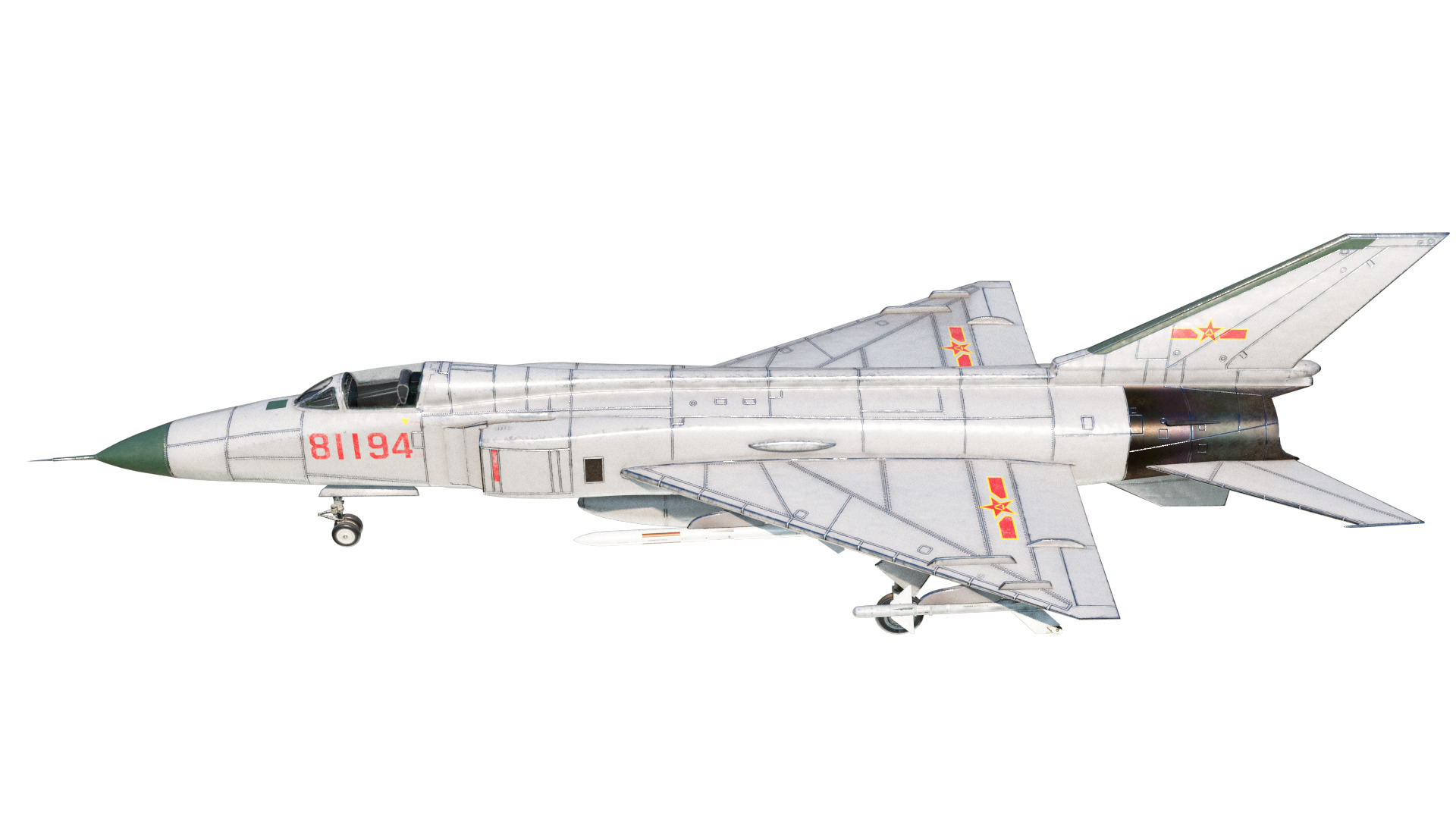 PBR PLAAF J-8II Fighter Shenyang J-8F Finback Low-poly 3D model_7