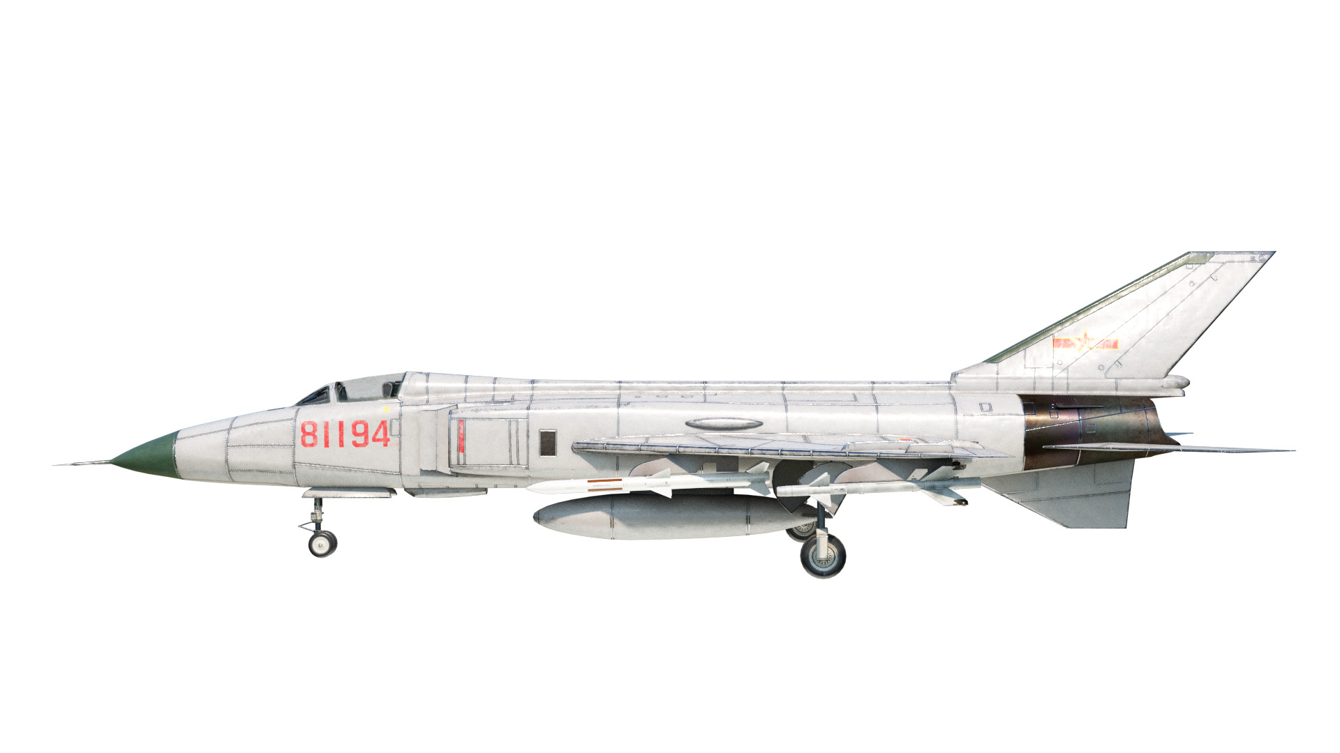 PBR PLAAF J-8II Fighter Shenyang J-8F Finback Low-poly 3D model_8
