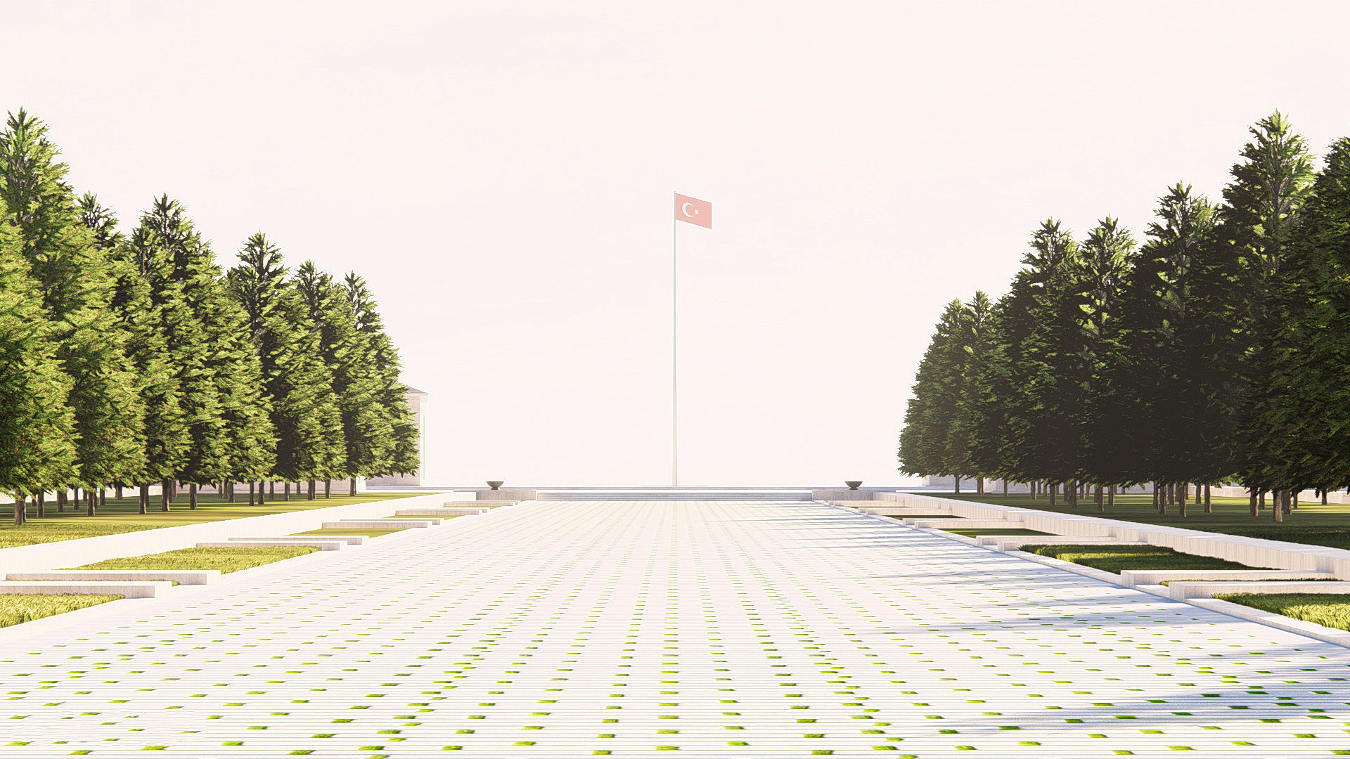 Anitkabir Detailed Low Poly Model and 2 Floor Plan dwg Low-poly 3D model_1