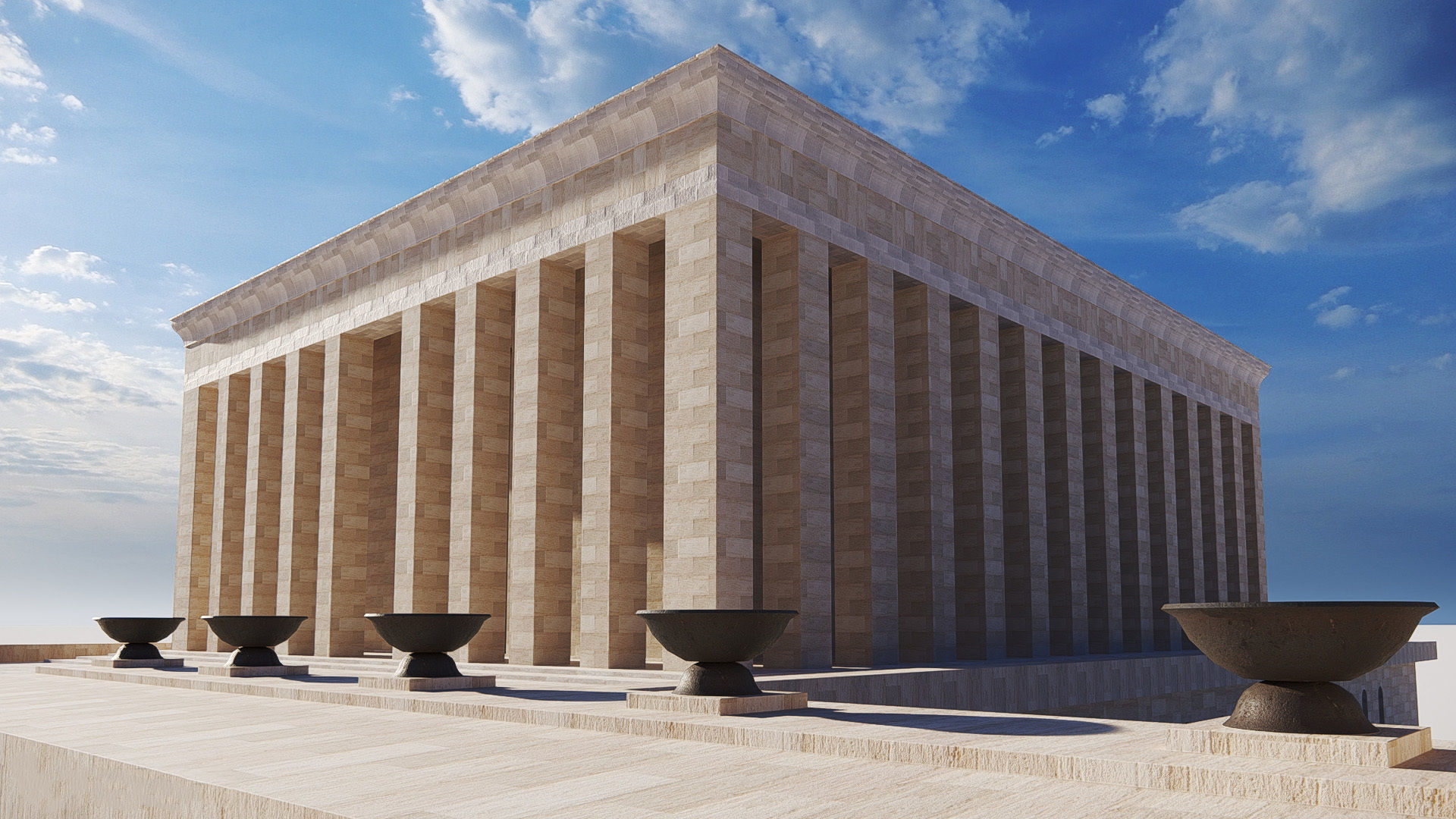 Anitkabir Detailed Low Poly Model and 2 Floor Plan dwg Low-poly 3D model_8