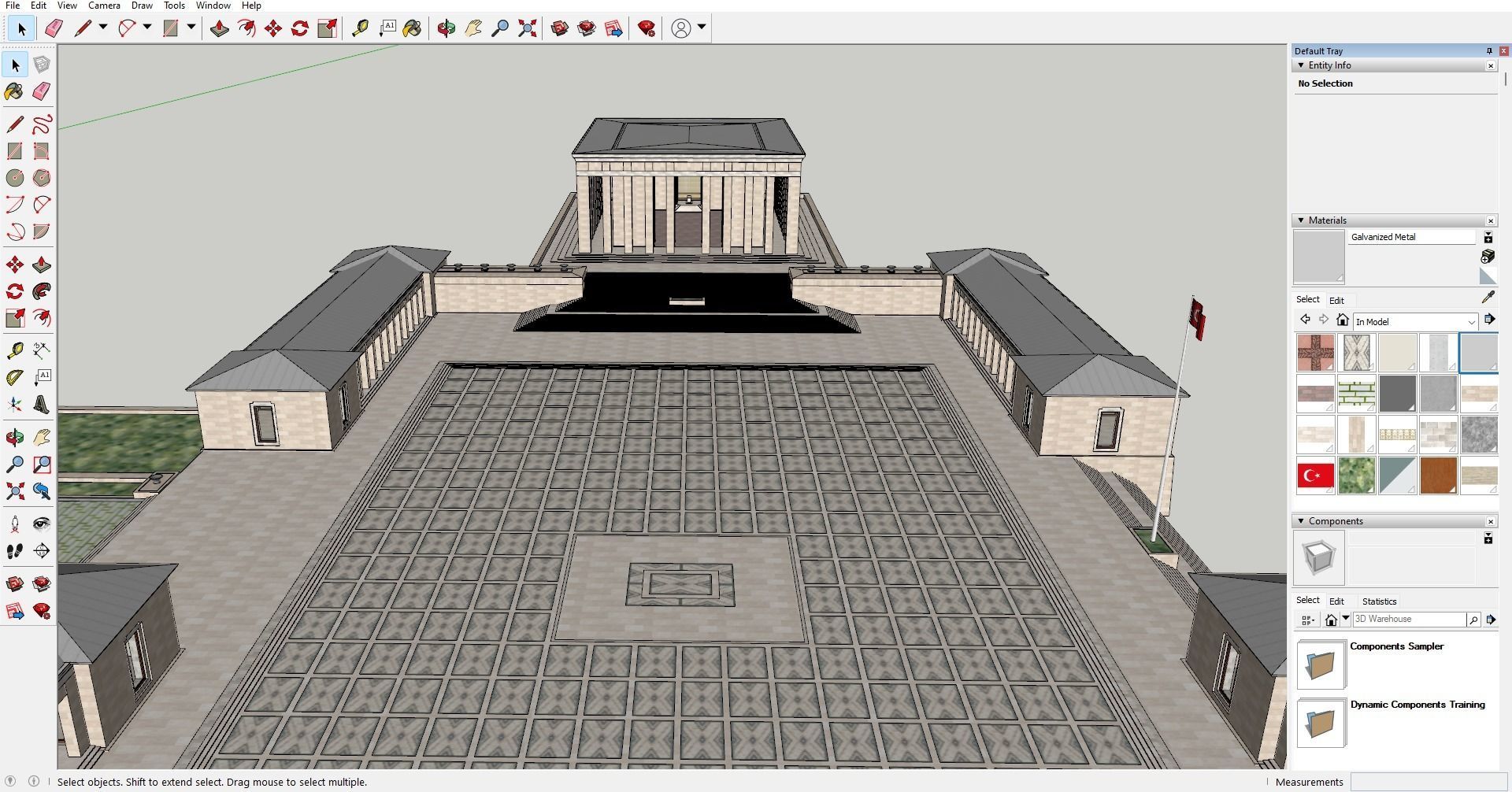 Anitkabir Detailed Low Poly Model and 2 Floor Plan dwg Low-poly 3D model_17