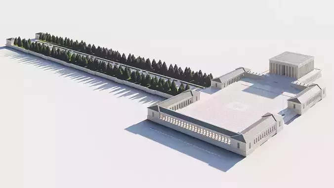 Anitkabir Detailed Low Poly Model and 2 Floor Plan dwg Low-poly 3D model