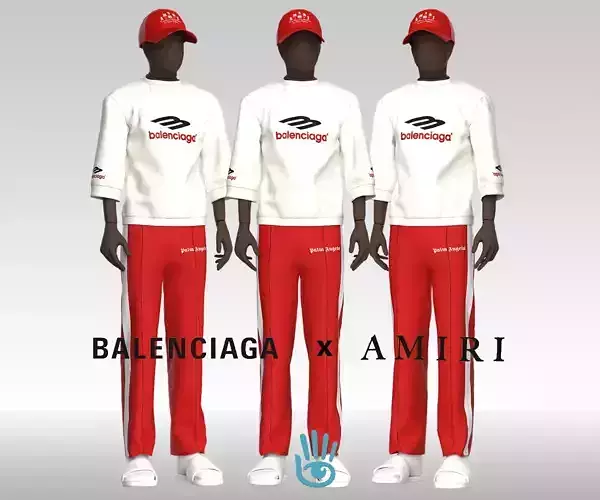 Balenciaga x Palm Angels x Amiri Low poly outfit Game ready Low-poly 3D model
