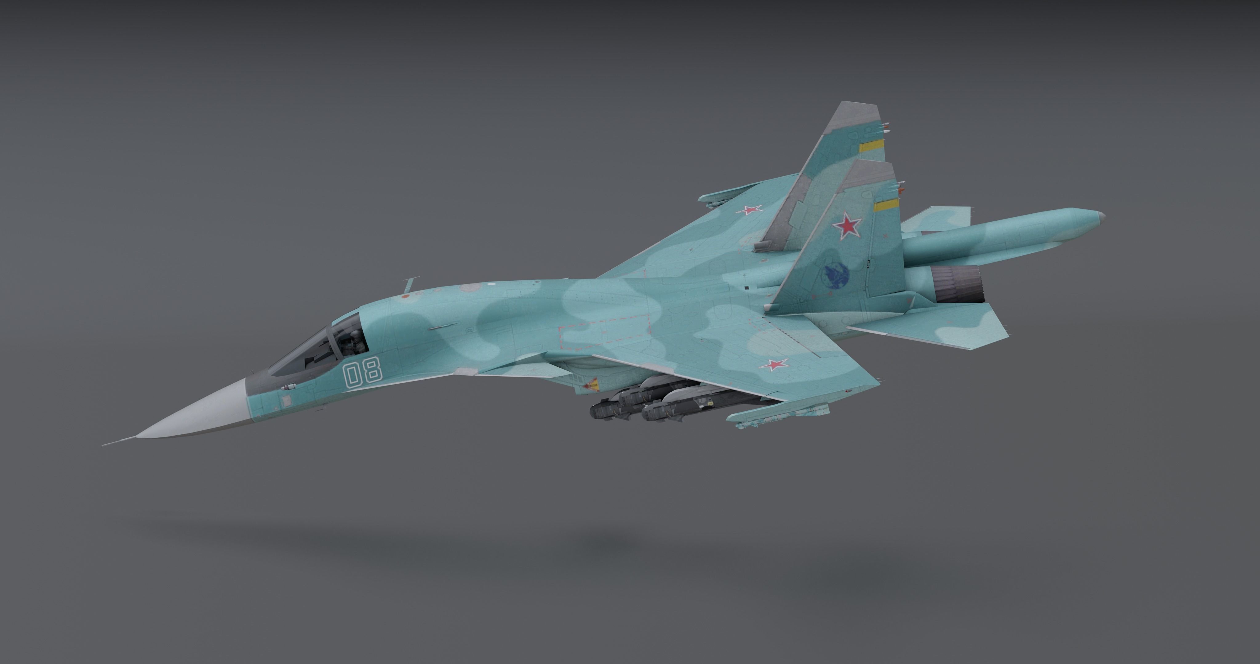 Su-34 Fullback Low-poly 3D model_6