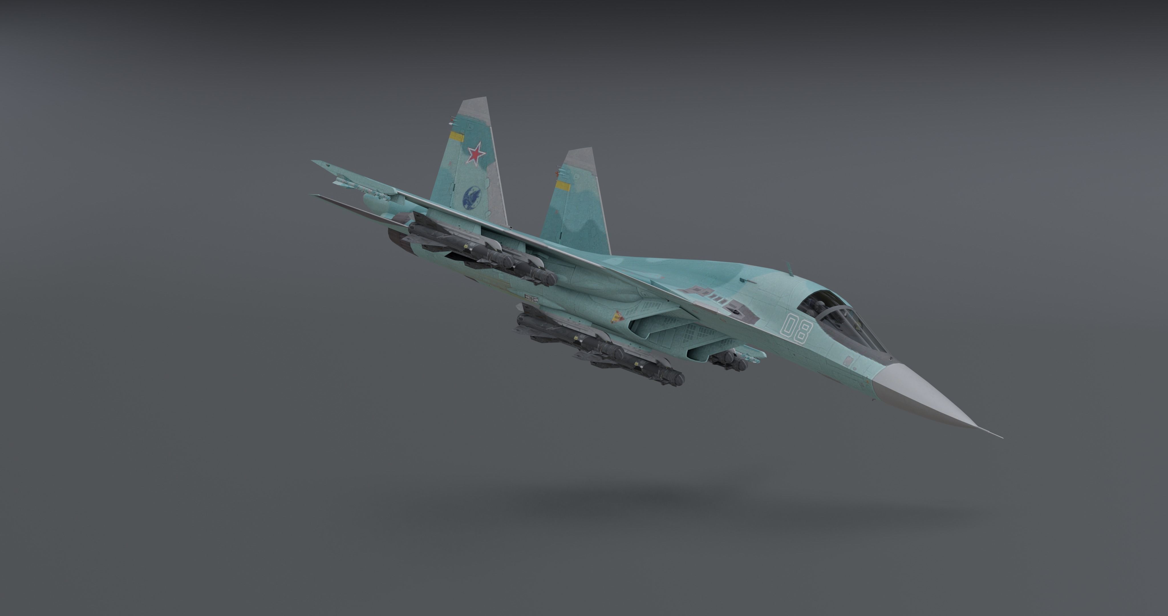 Su-34 Fullback Low-poly 3D model_9