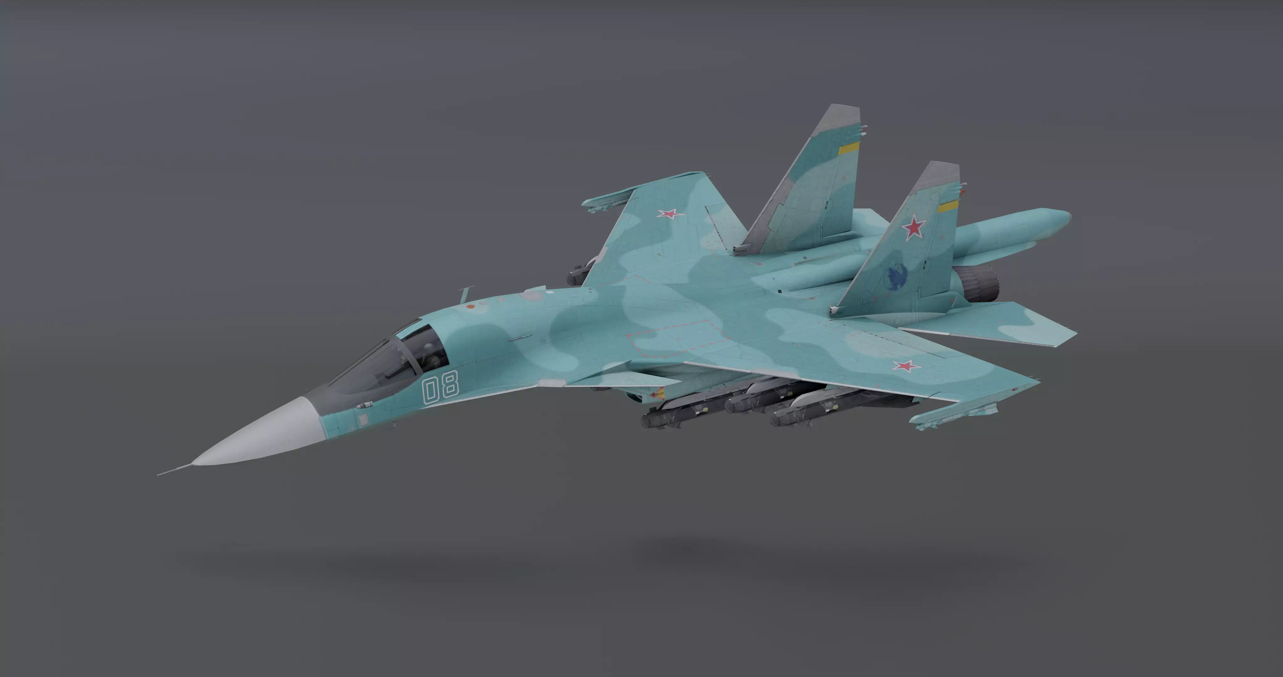 Su-34 Fullback Low-poly 3D model_0