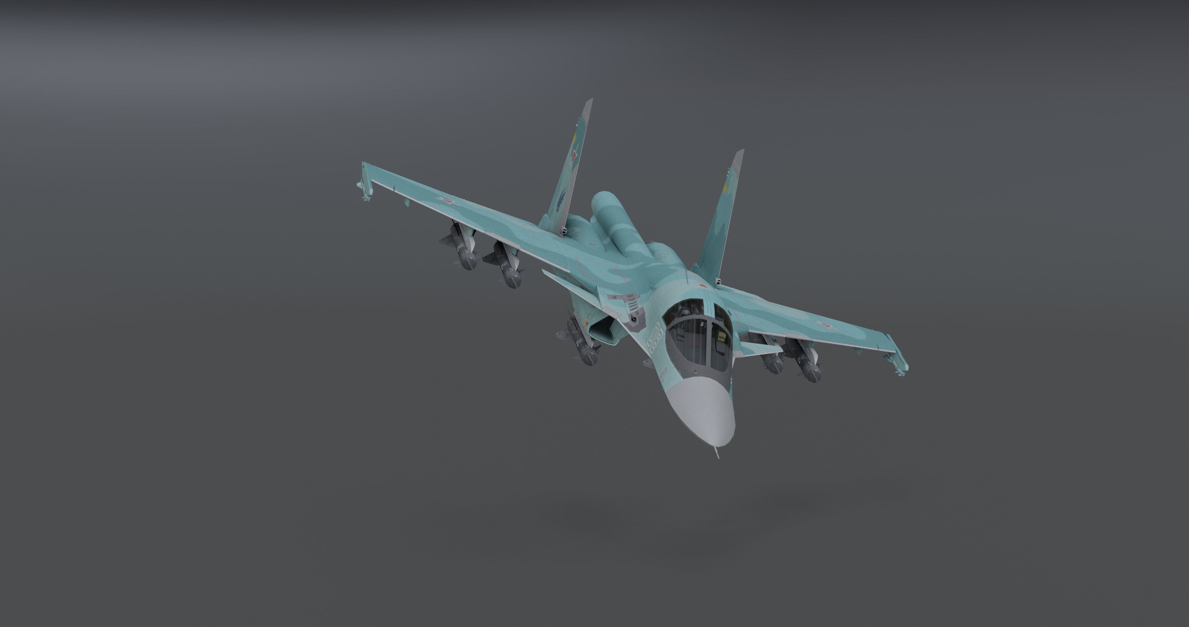 Su-34 Fullback Low-poly 3D model_8