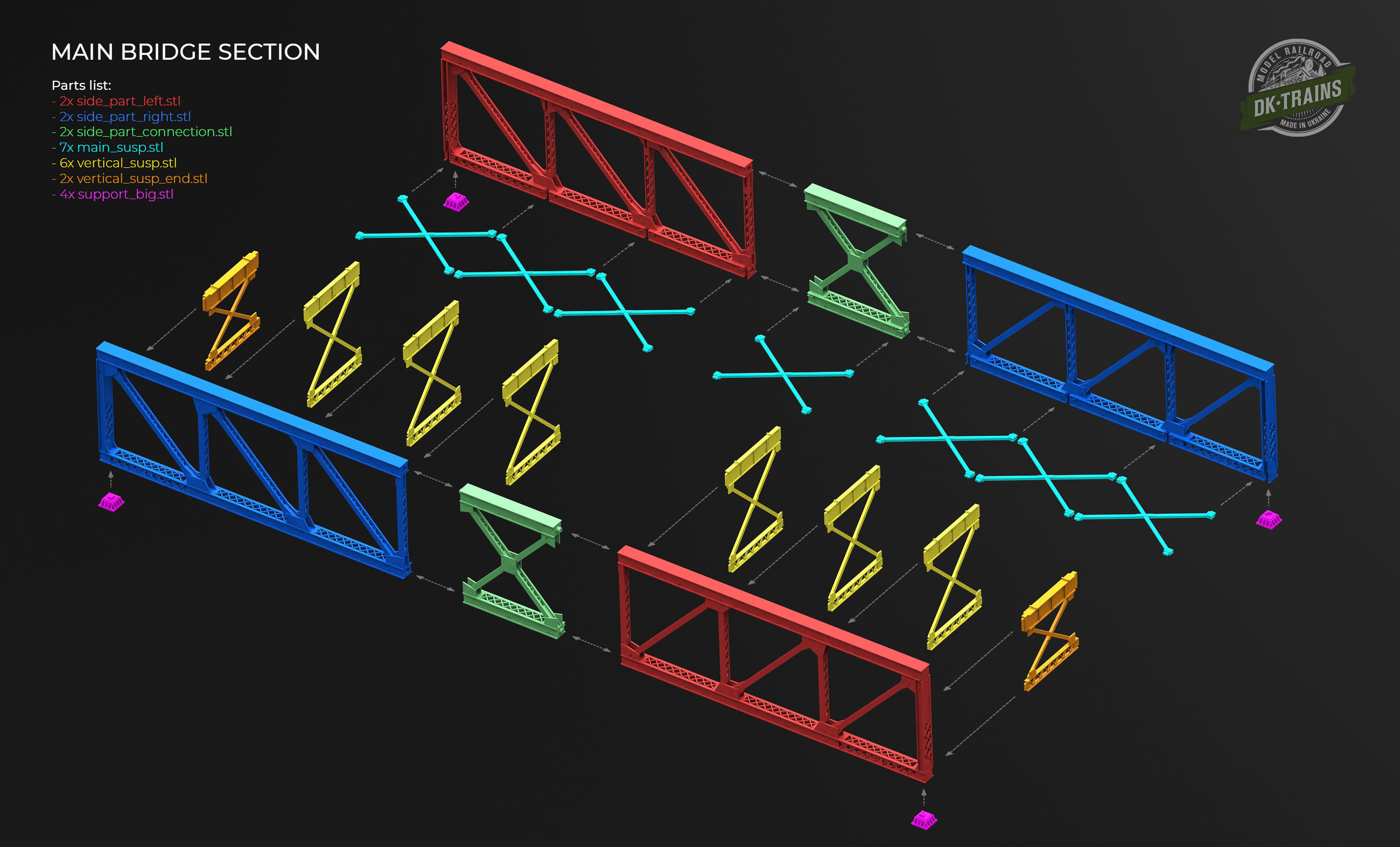 US Train Bridge - H0 scale 3D print model_11