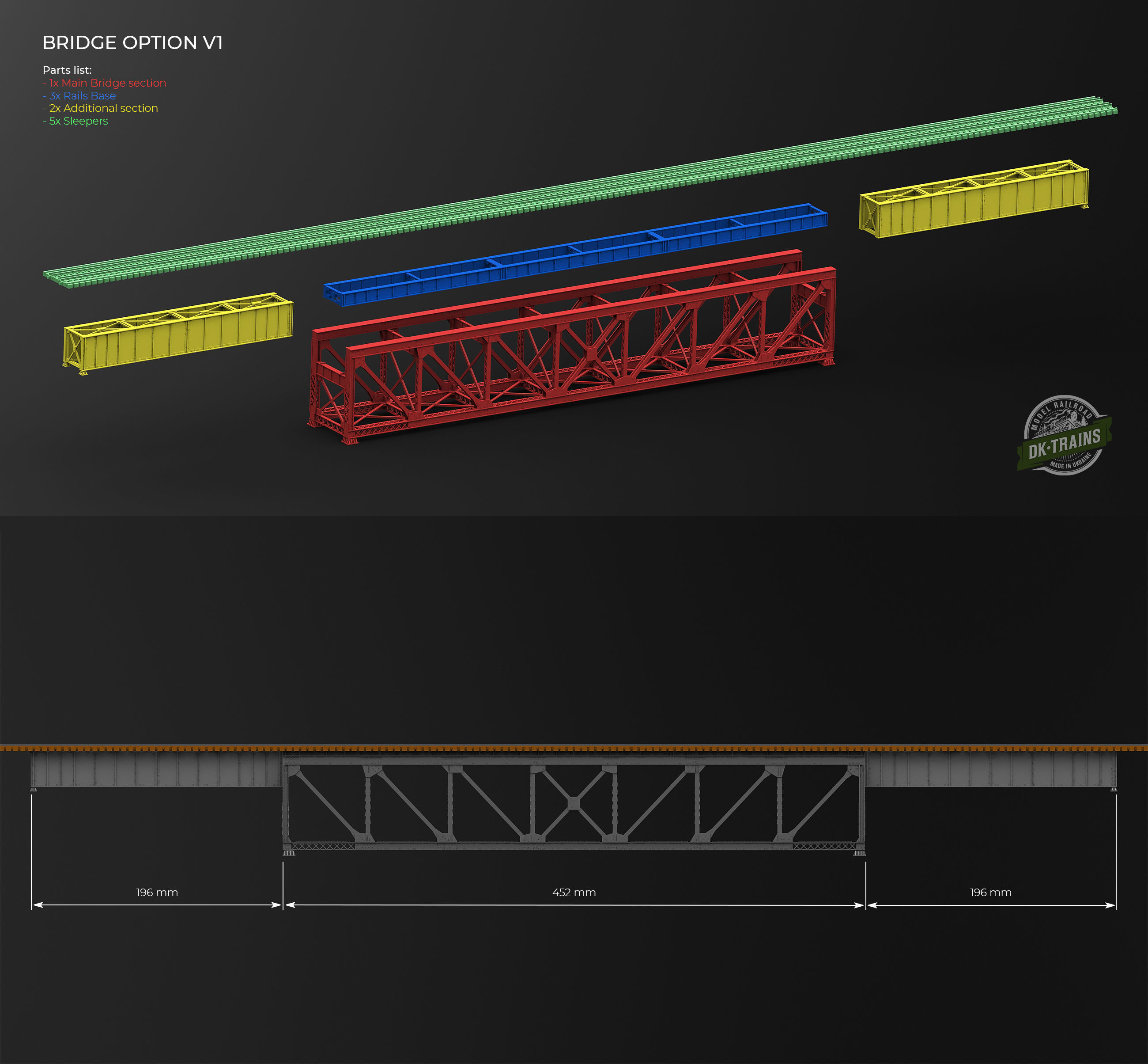 US Train Bridge - H0 scale 3D print model_10