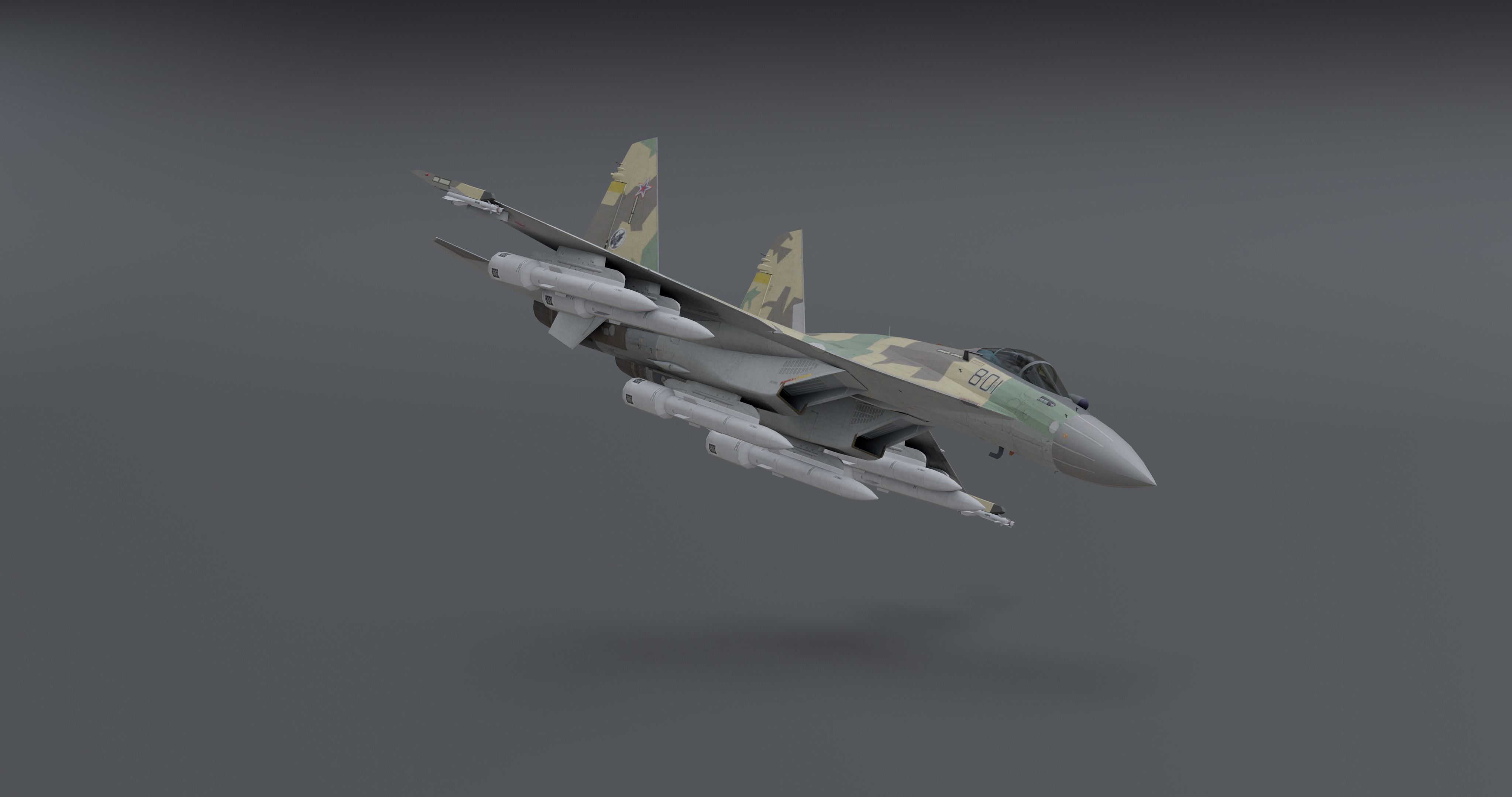 Su-35 Flanker - E Low-poly 3D model_8