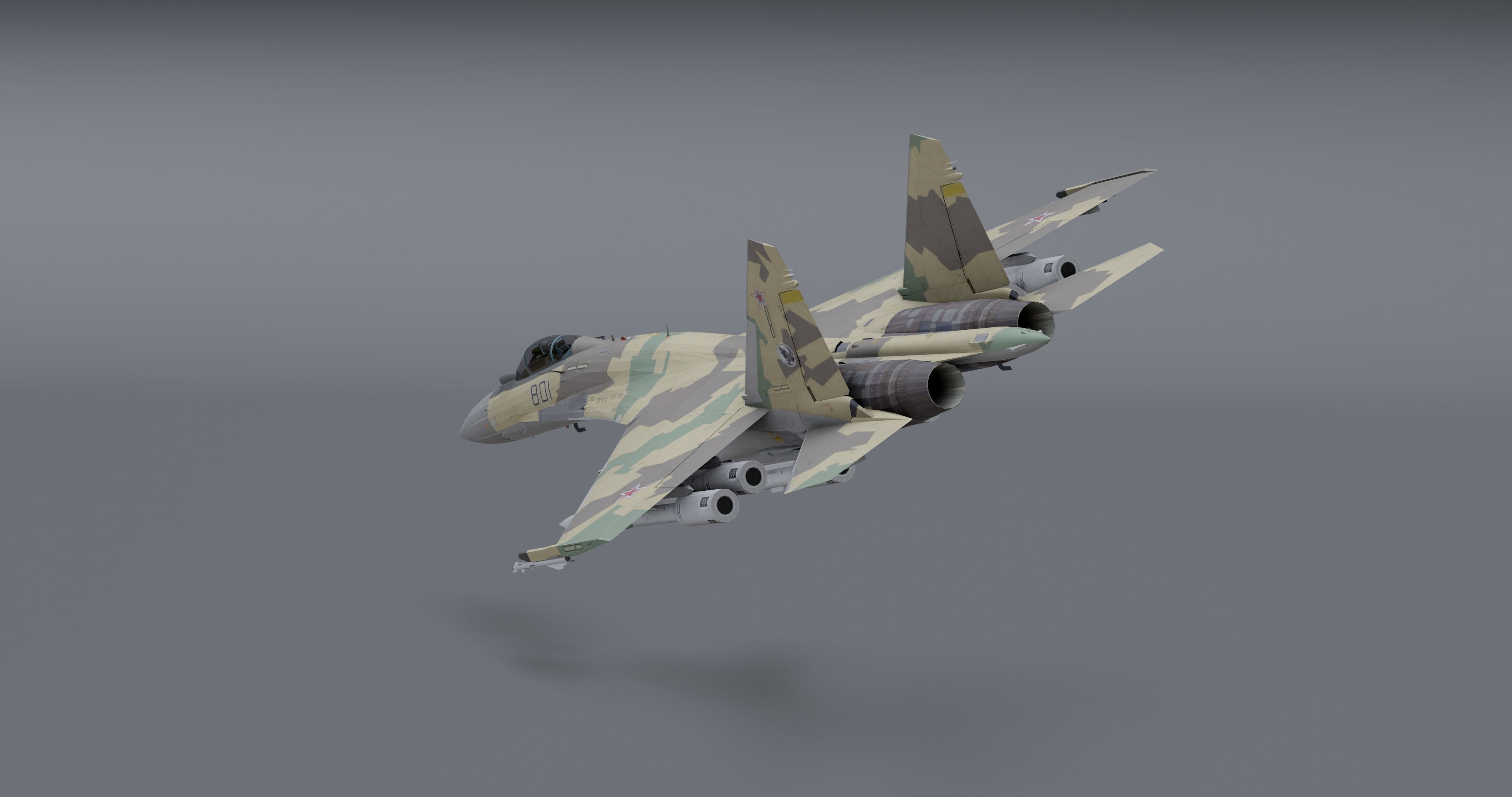 Su-35 Flanker - E Low-poly 3D model_2