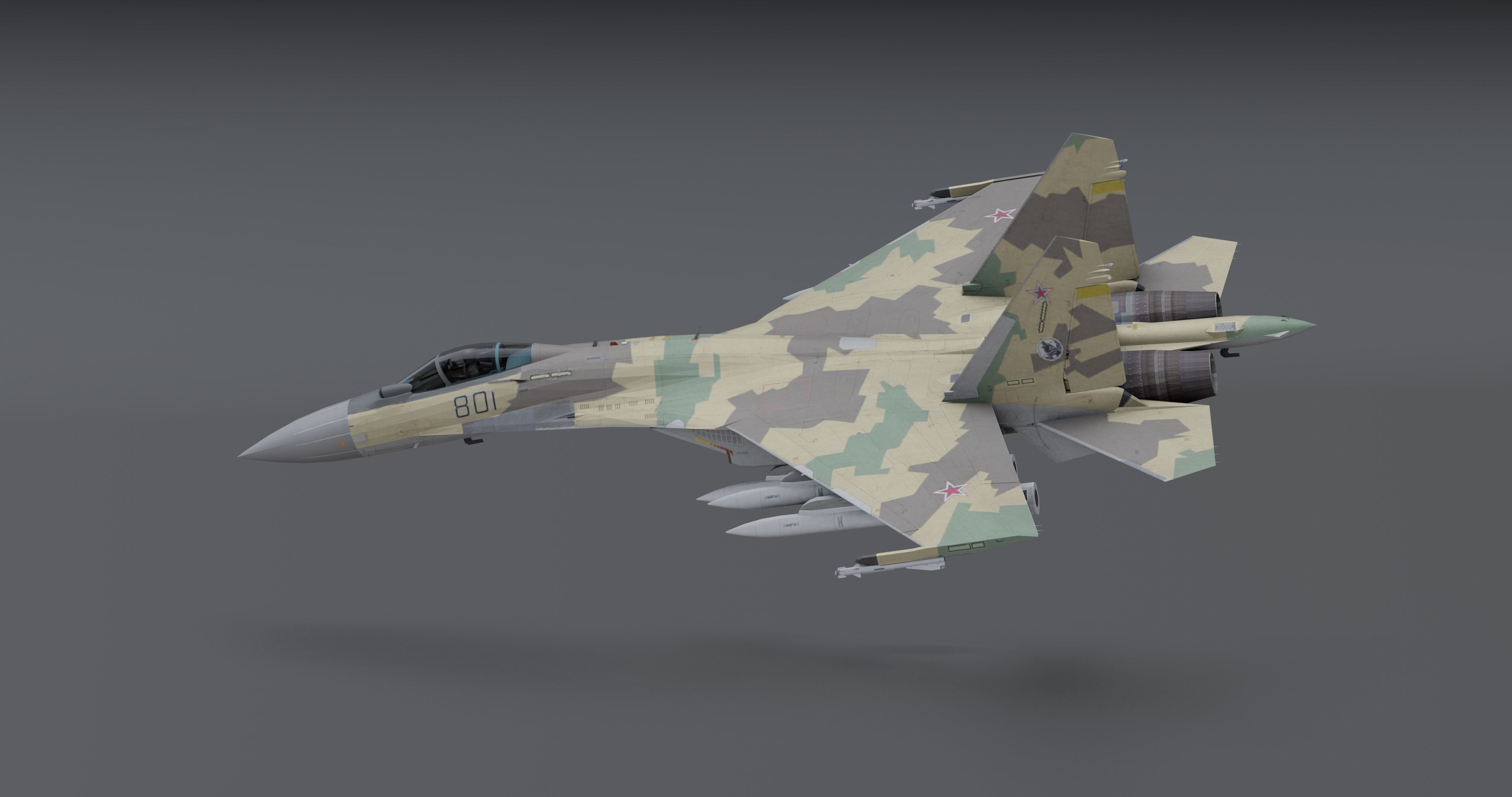 Su-35 Flanker - E Low-poly 3D model_4