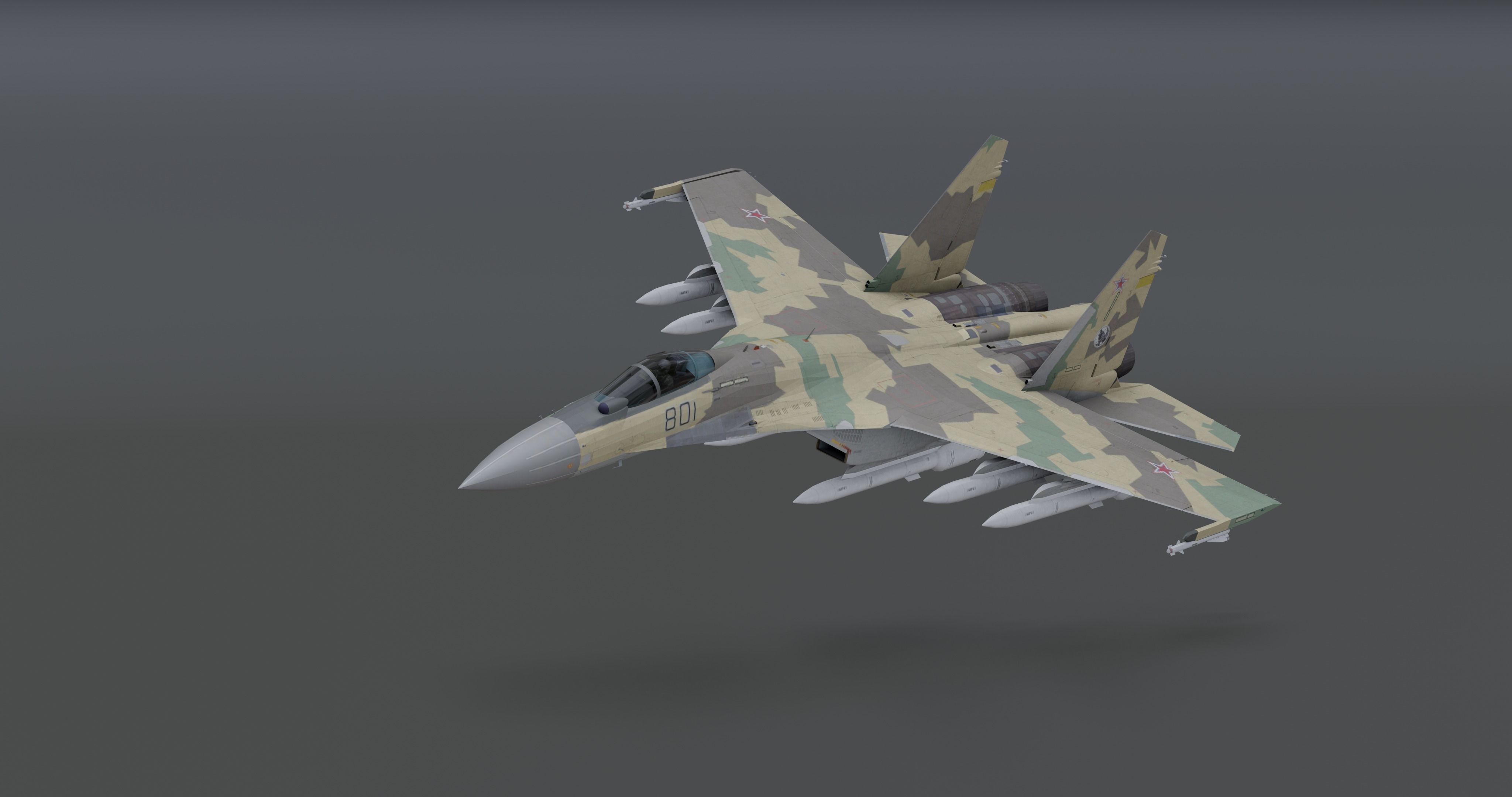Su-35 Flanker - E Low-poly 3D model_6