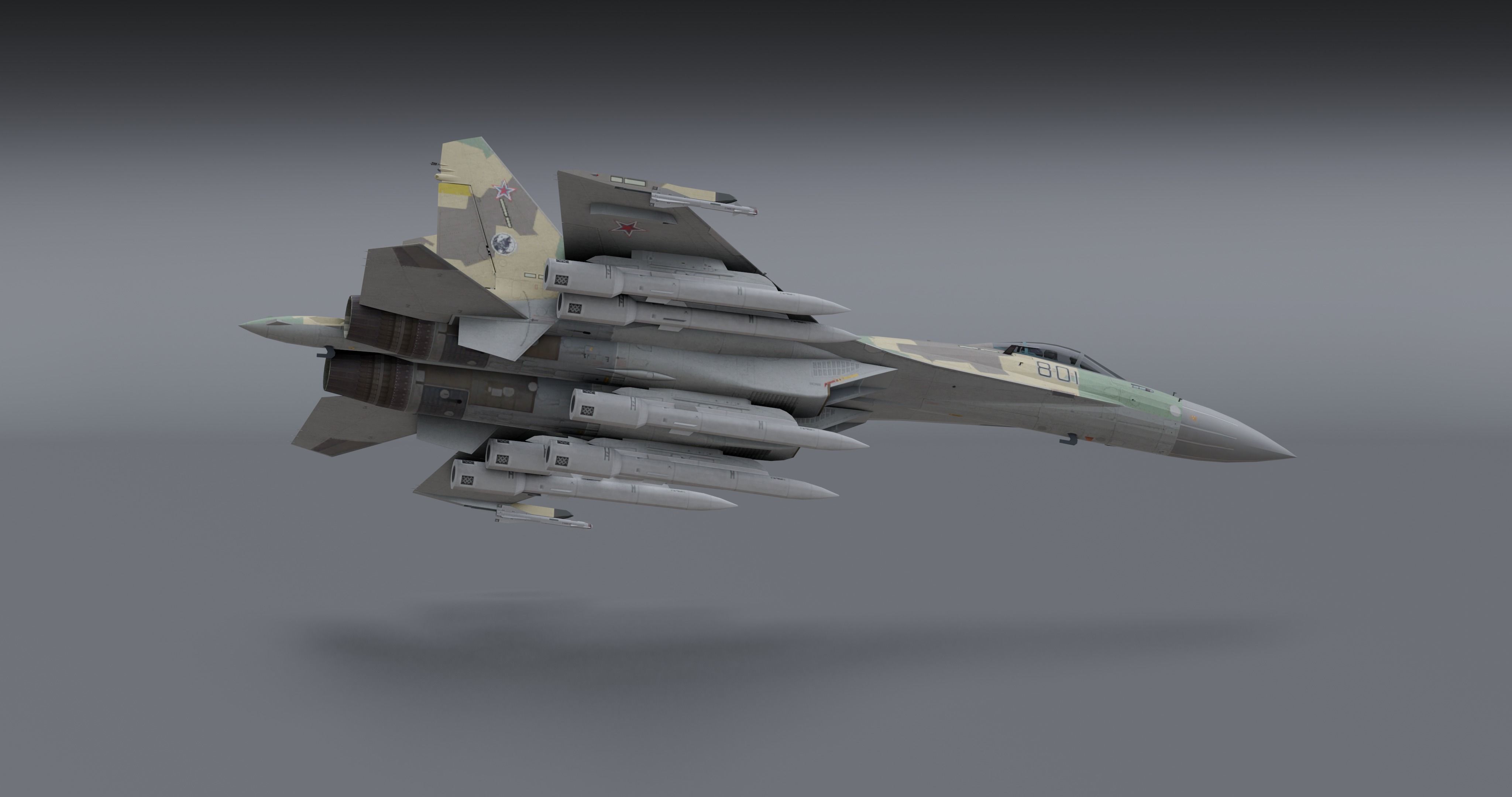 Su-35 Flanker - E Low-poly 3D model_10