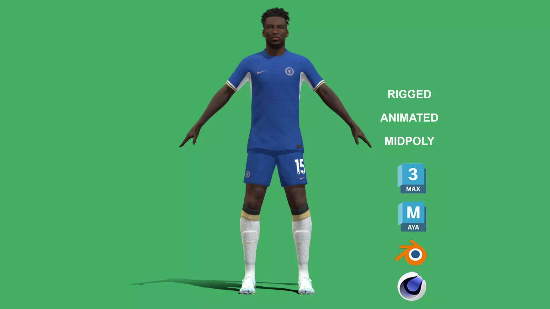 3D Rigged Nicolas Jackson Chelsea 2024 3D model