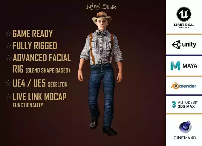 High Quality Man Old Fashion Suspender Low-poly 3D model