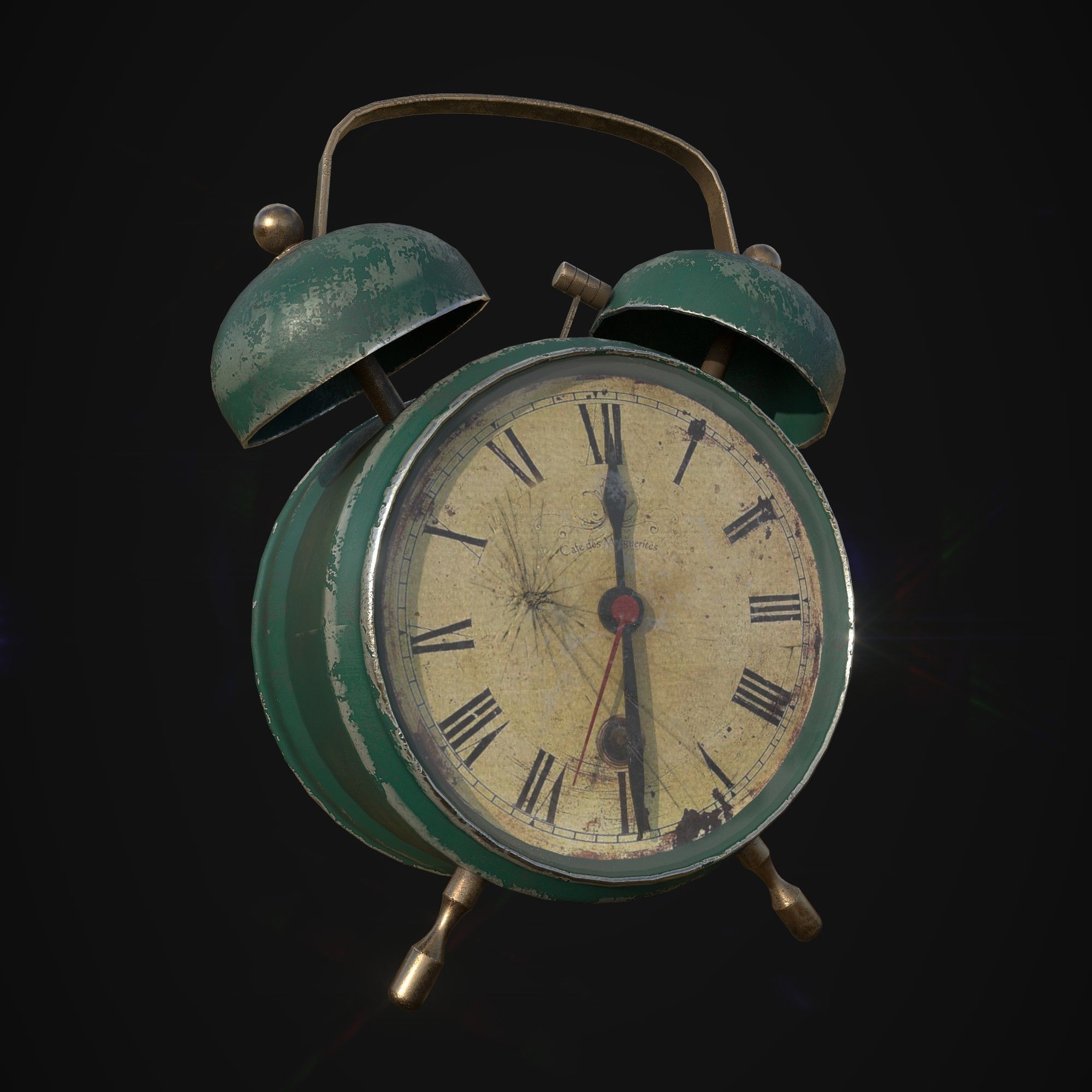 Alarm Clock - Vintage Low-poly 3D model_1