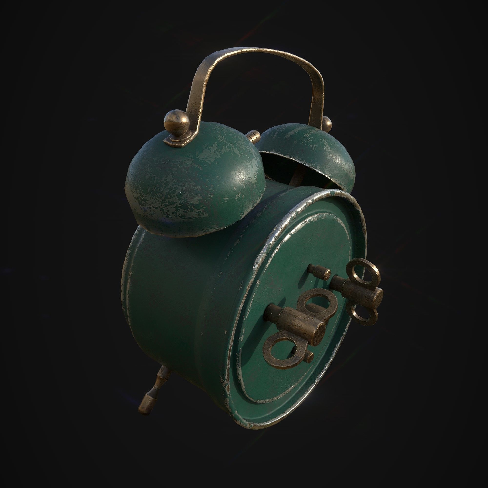 Alarm Clock - Vintage Low-poly 3D model_5