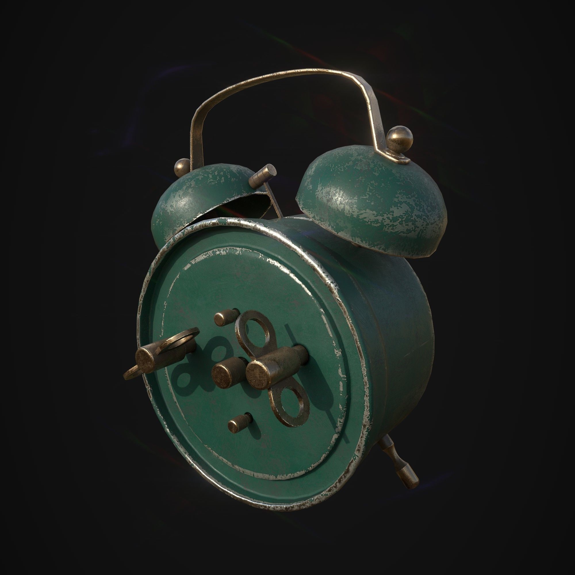 Alarm Clock - Vintage Low-poly 3D model_4