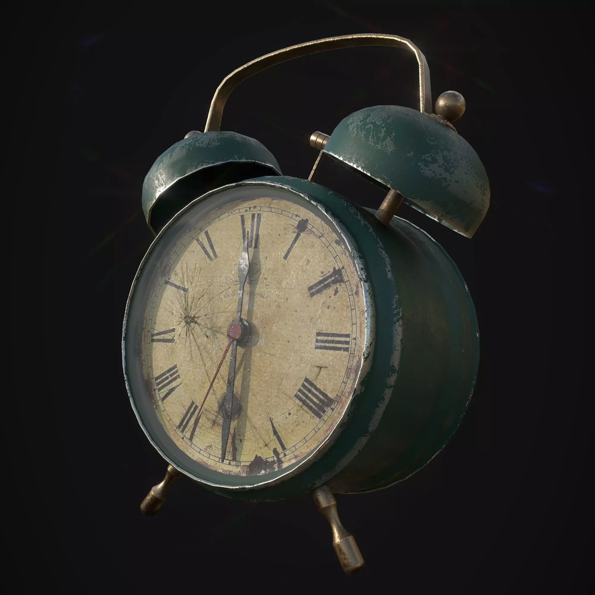 Alarm Clock - Vintage Low-poly 3D model_0