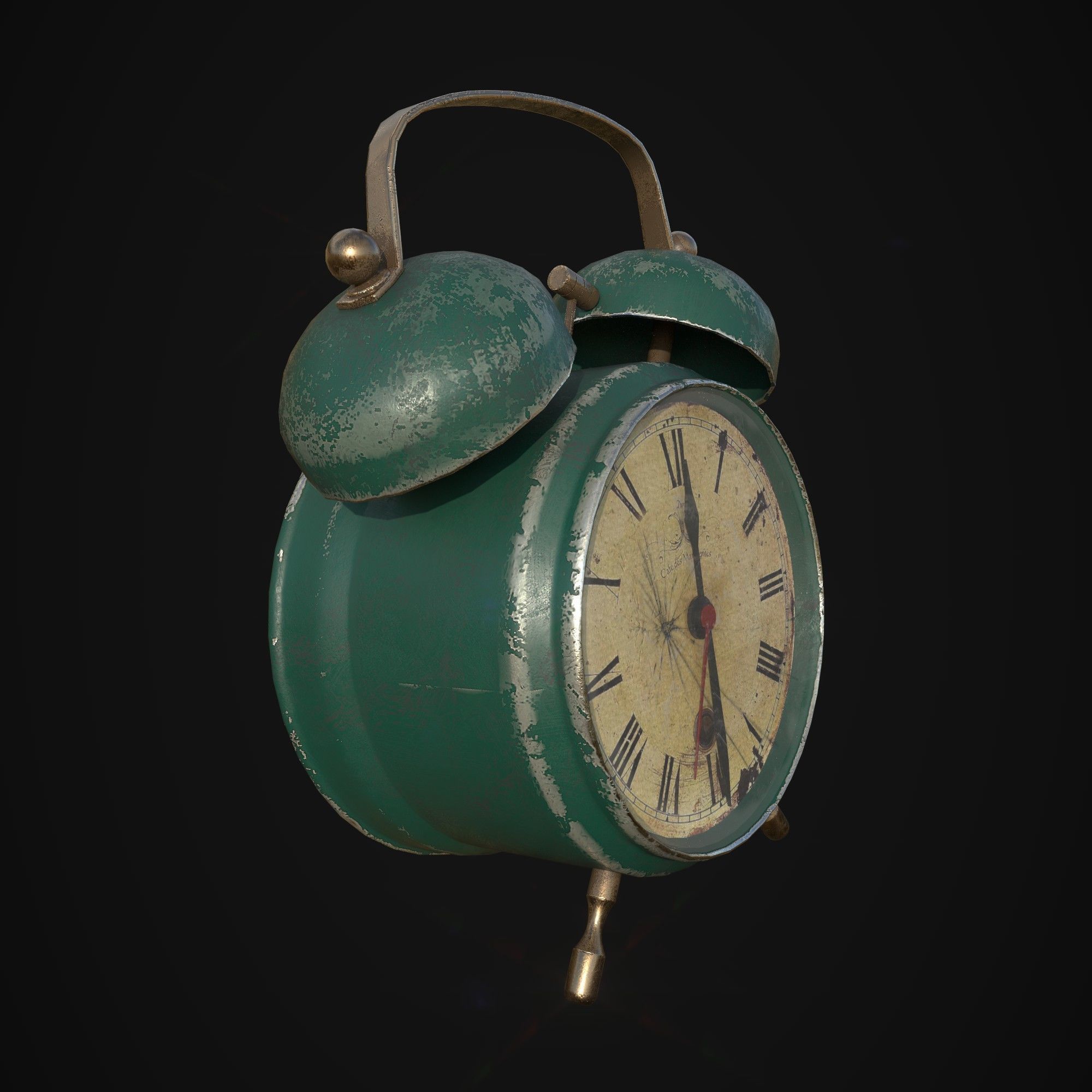 Alarm Clock - Vintage Low-poly 3D model_3